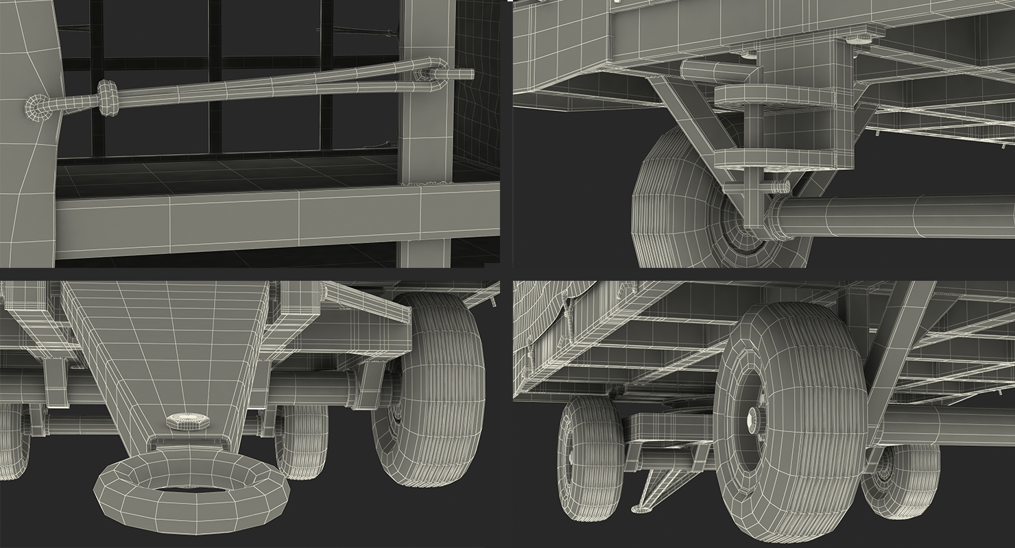 3D Covered Airport Luggage Trailer