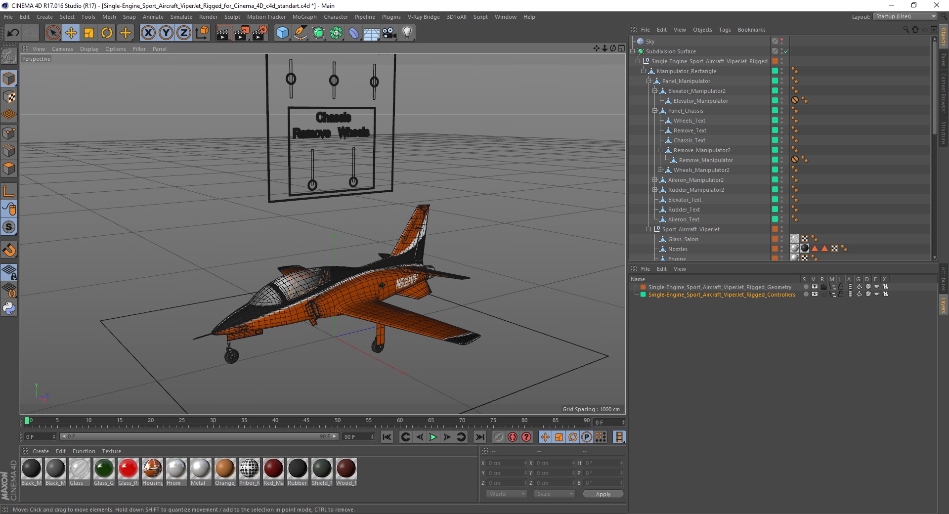 3D Single-Engine Sport Aircraft ViperJet Rigged for Cinema 4D model