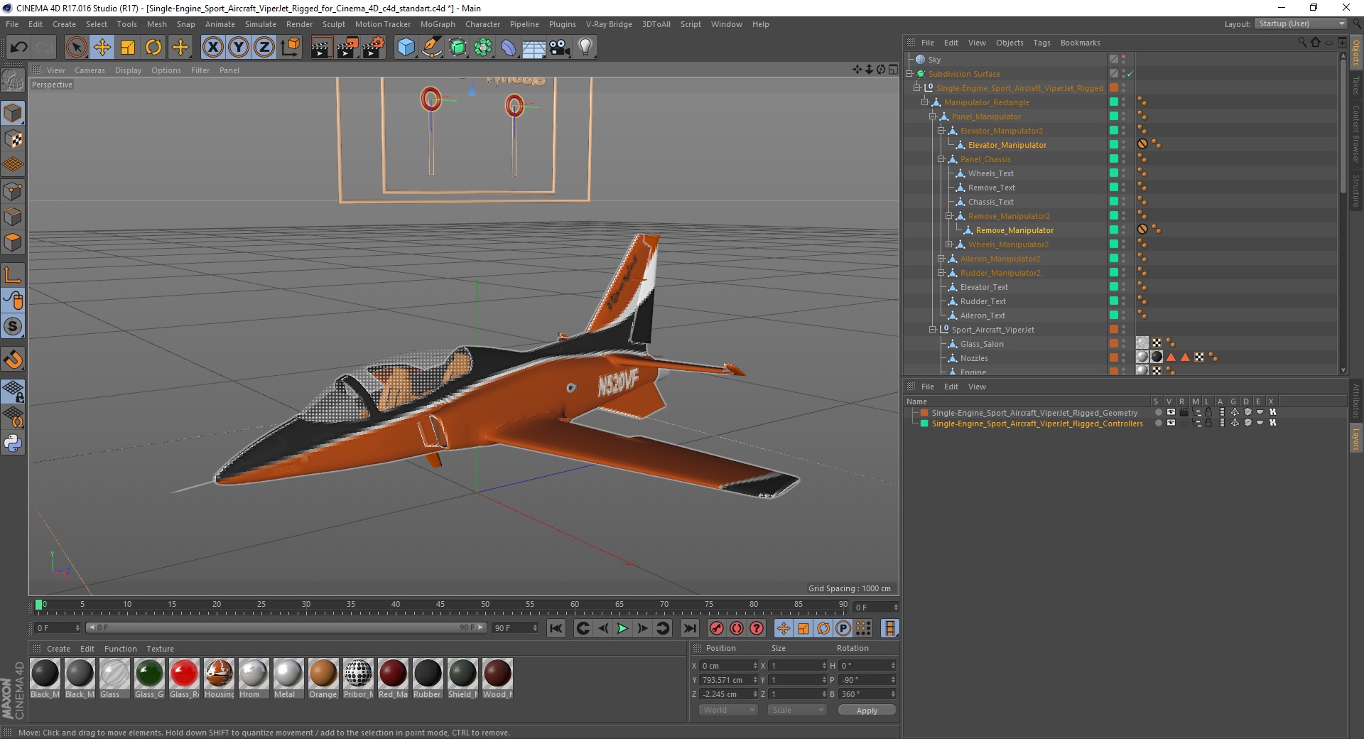 3D Single-Engine Sport Aircraft ViperJet Rigged for Cinema 4D model