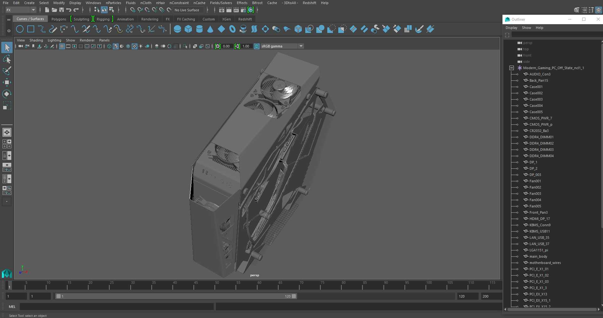 3D model Gaming PC Case Empty Open