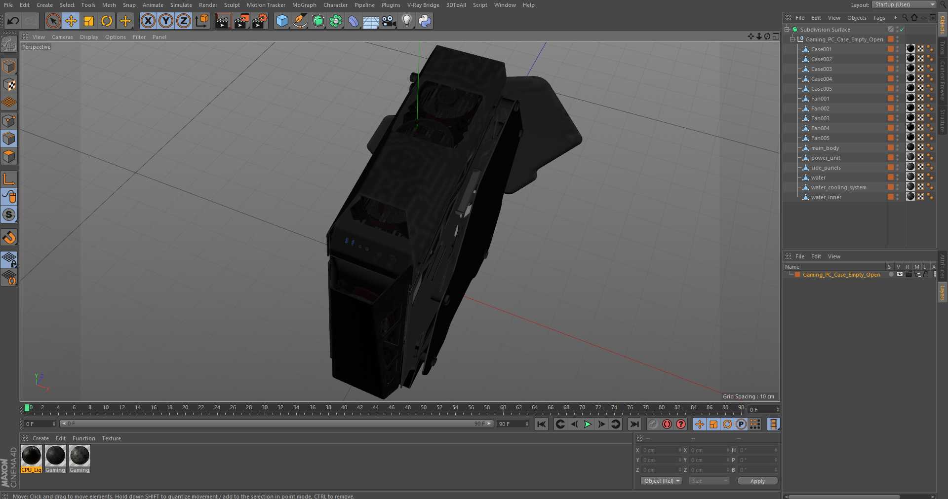 3D model Gaming PC Case Empty Open