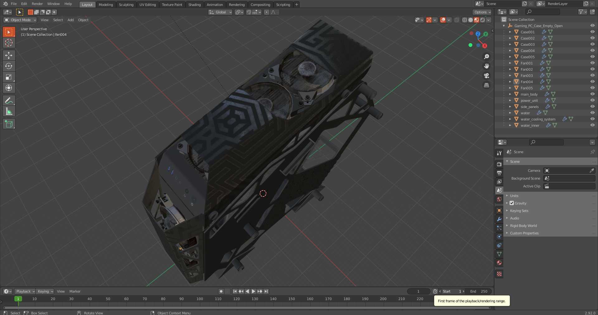 3D model Gaming PC Case Empty Open