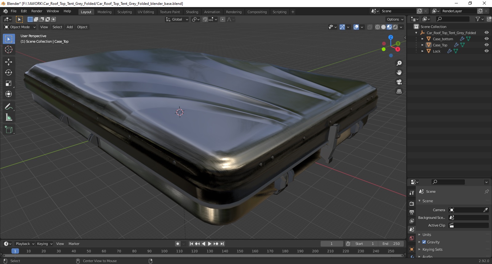 Car Roof Top Tent Grey Folded 3D model