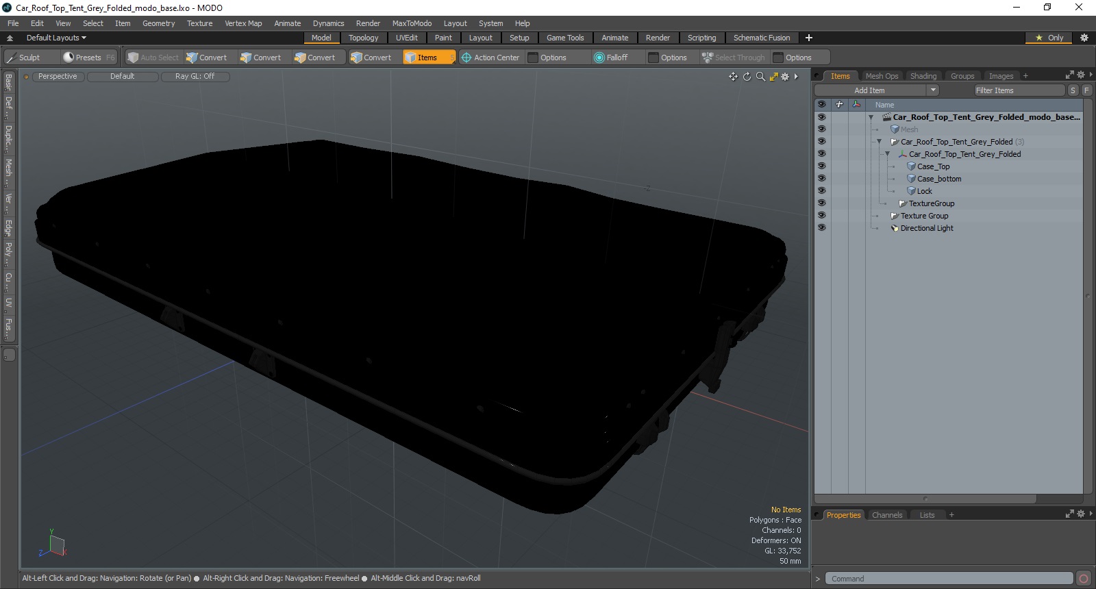 Car Roof Top Tent Grey Folded 3D model