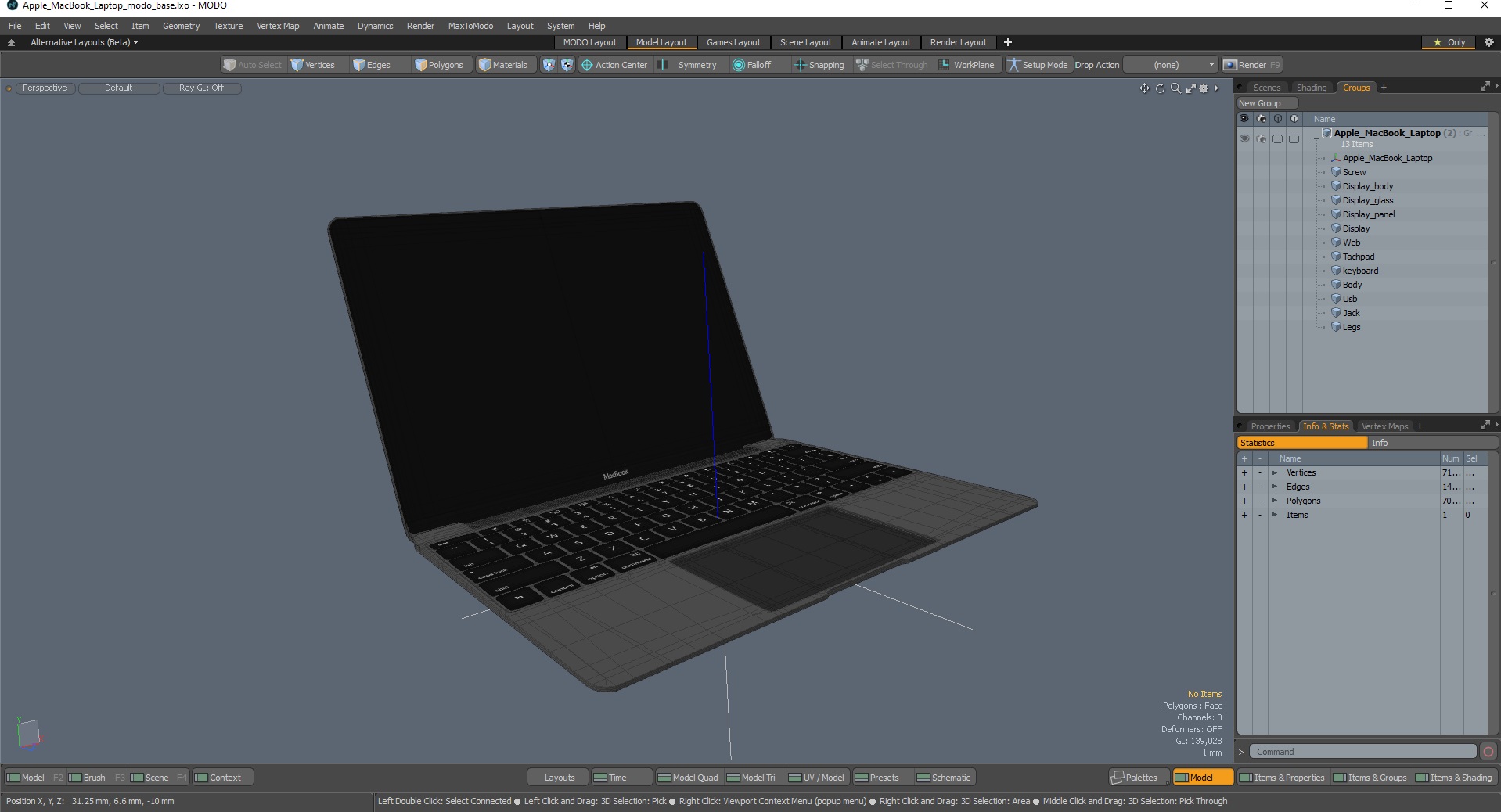 3D model Apple MacBook Laptop