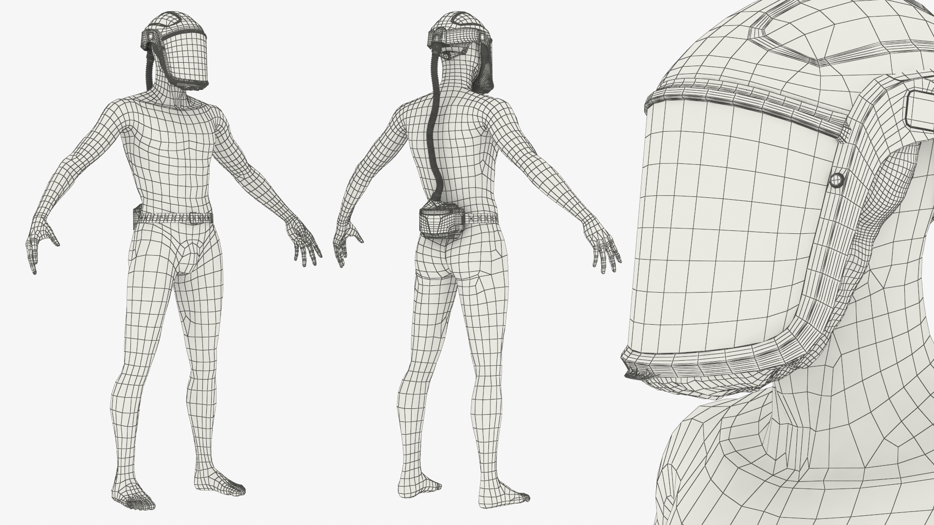 Respirator Helmet with Compressor on Mannequin Rigged - view 11