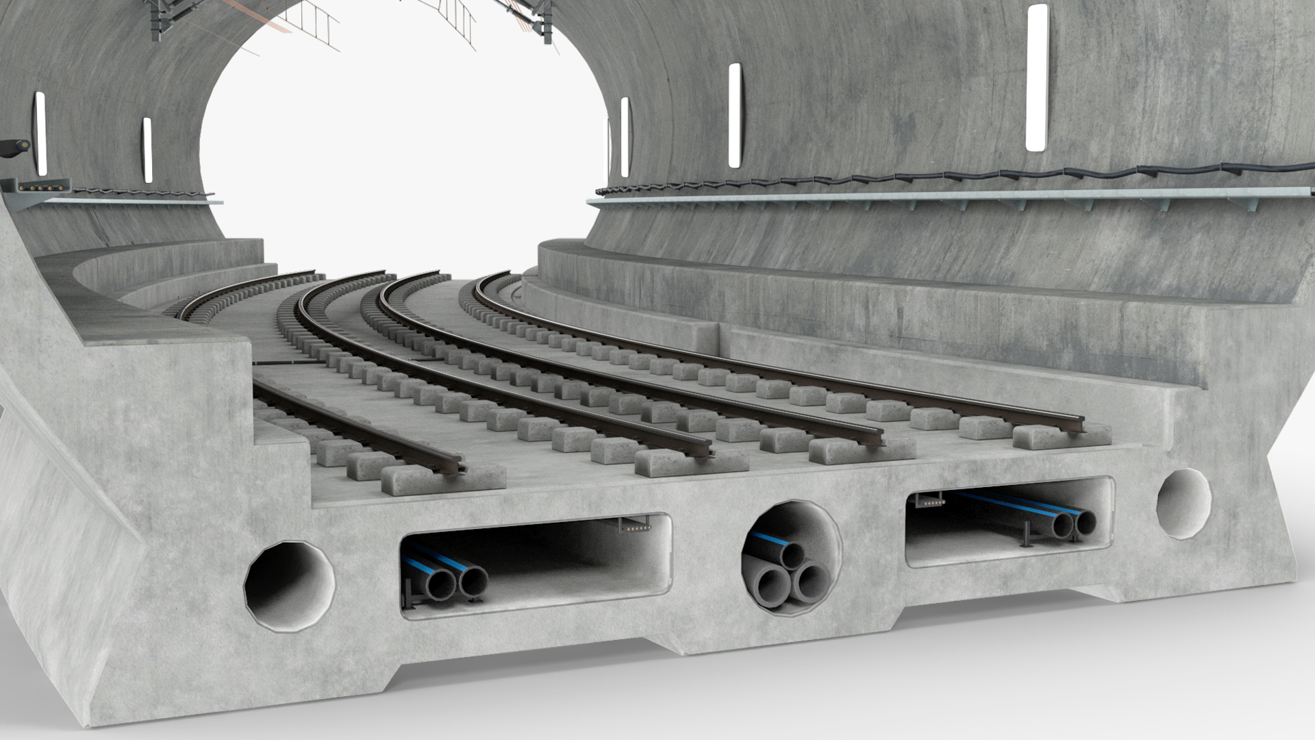 Railway Tunnel Section Wide Bend 3D
