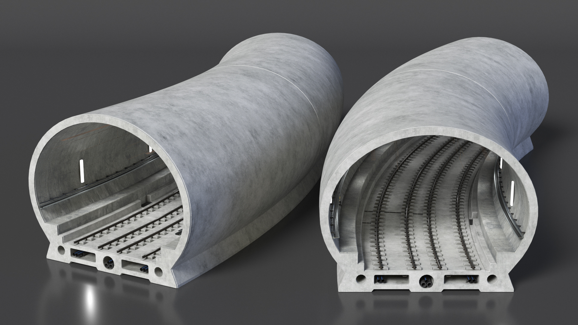 Railway Tunnel Section Wide Bend 3D