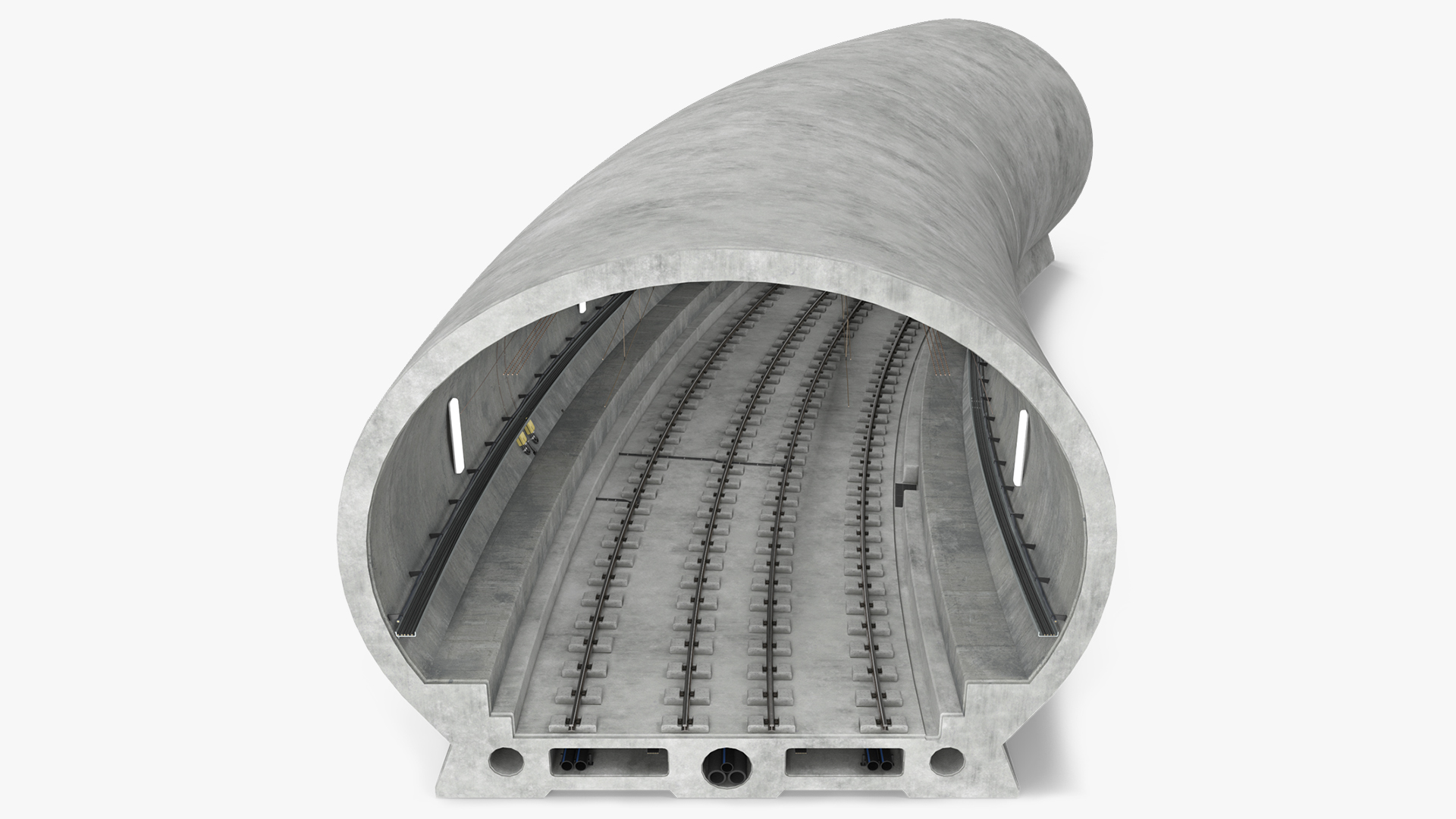 Railway Tunnel Section Wide Bend 3D
