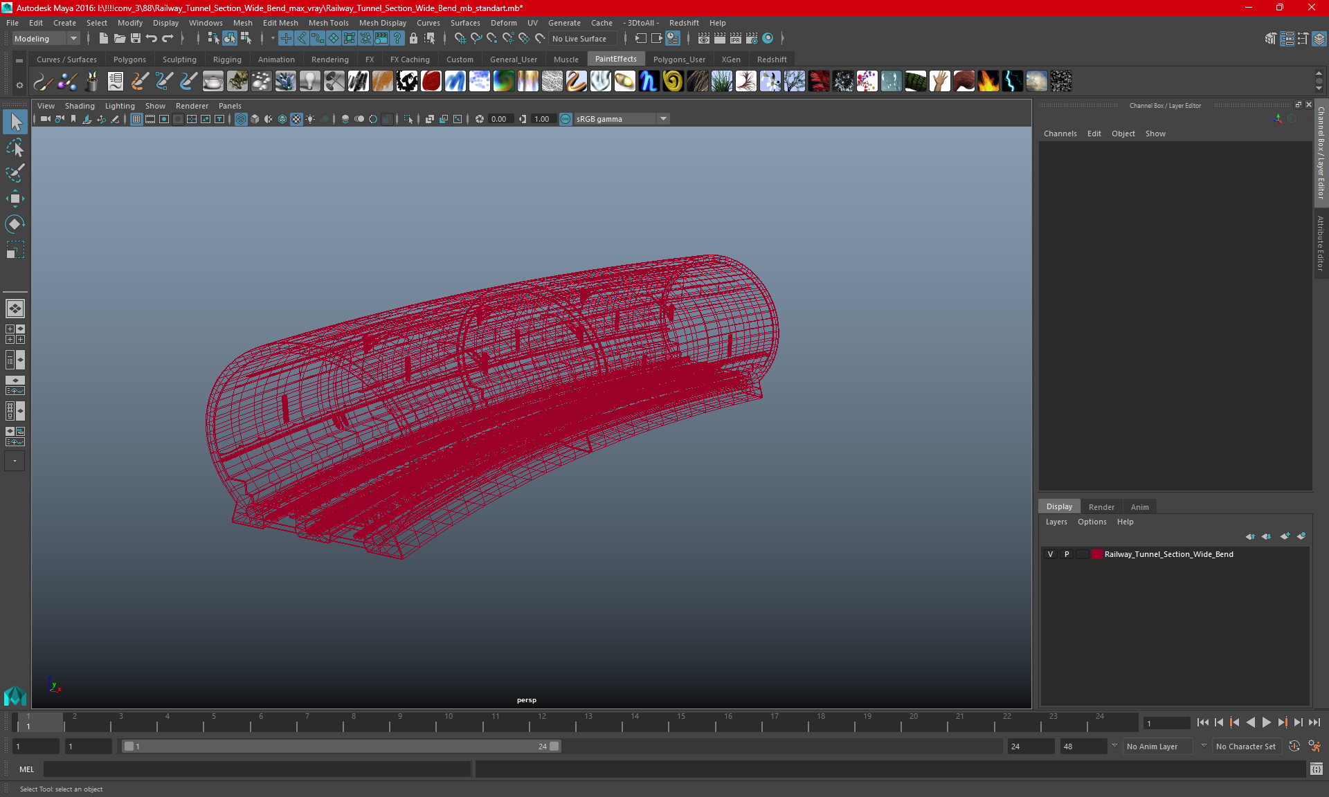 Railway Tunnel Section Wide Bend 3D
