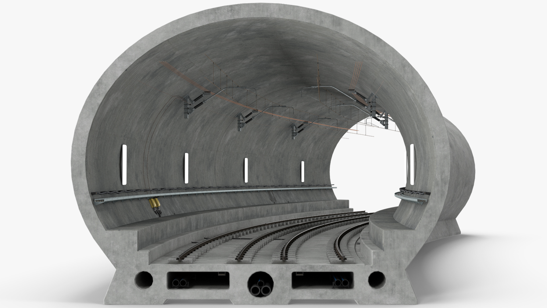 Railway Tunnel Section Wide Bend 3D
