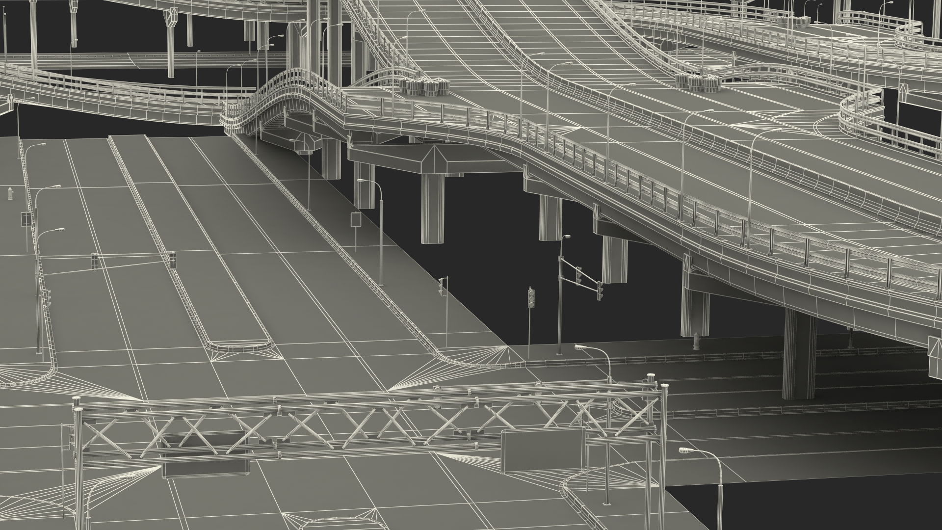 Connectable Highway Road Elements Set 3D