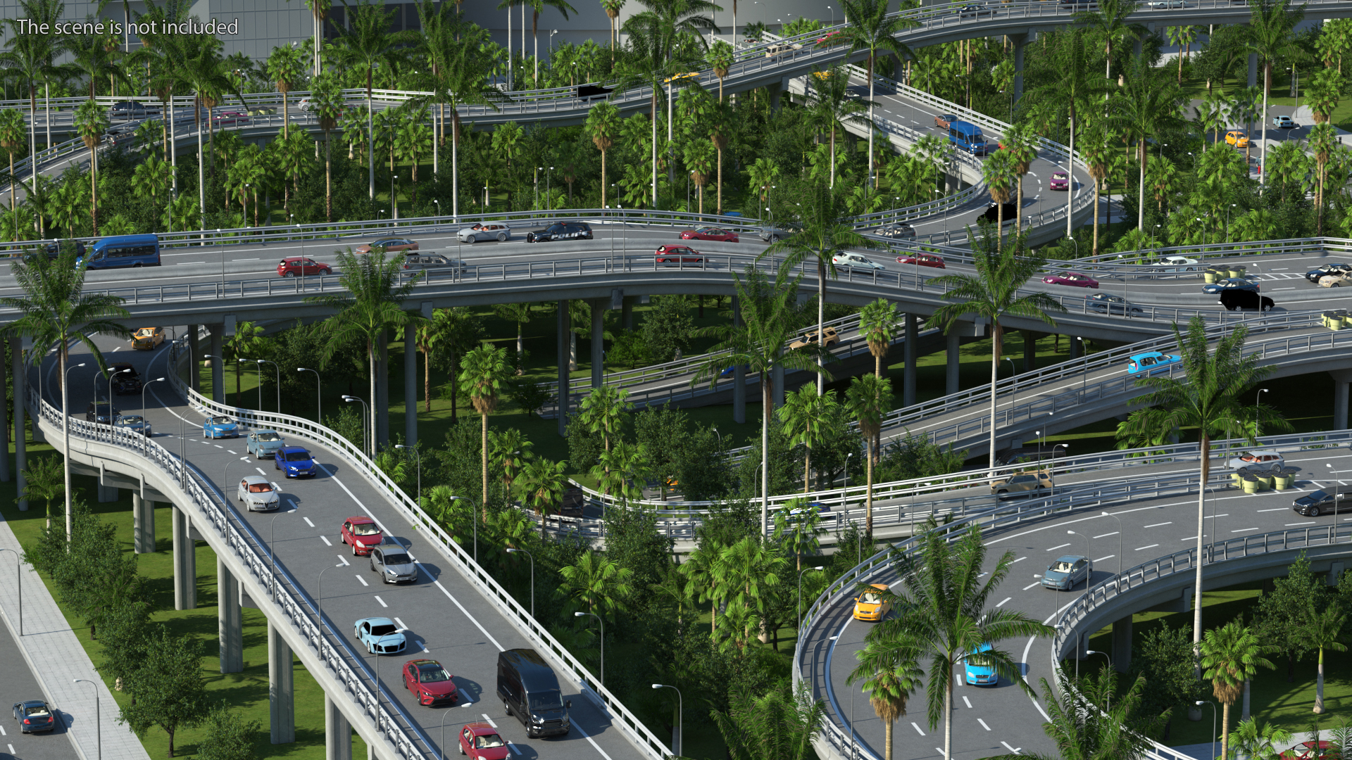 Connectable Highway Road Elements Set 3D