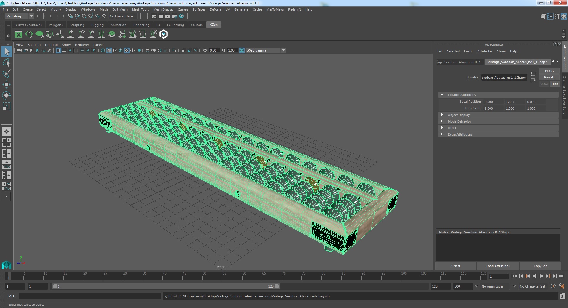 Vintage Soroban Abacus 3D