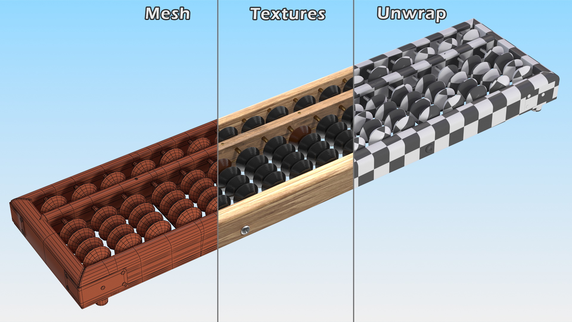 Vintage Soroban Abacus 3D