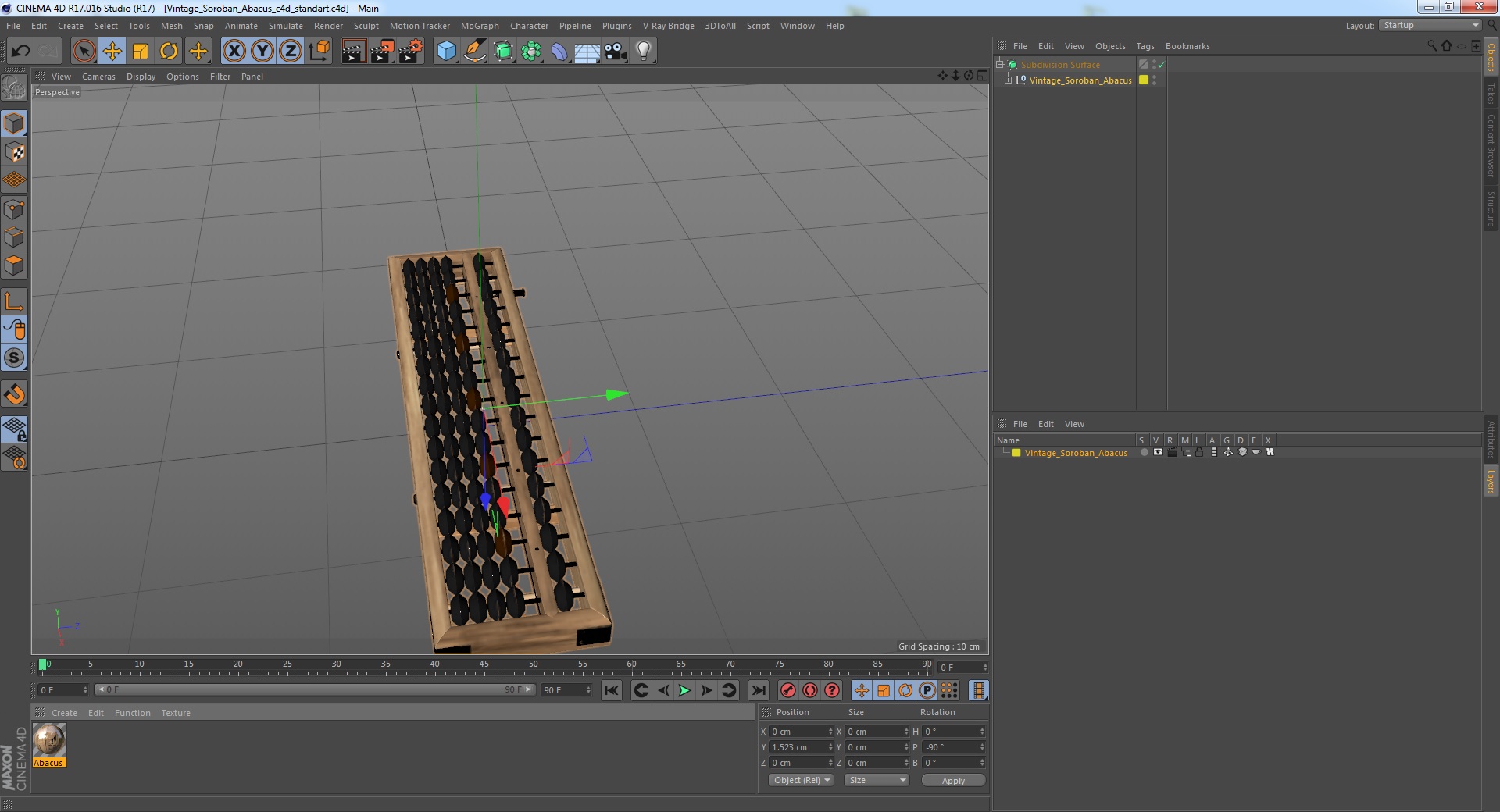 Vintage Soroban Abacus 3D