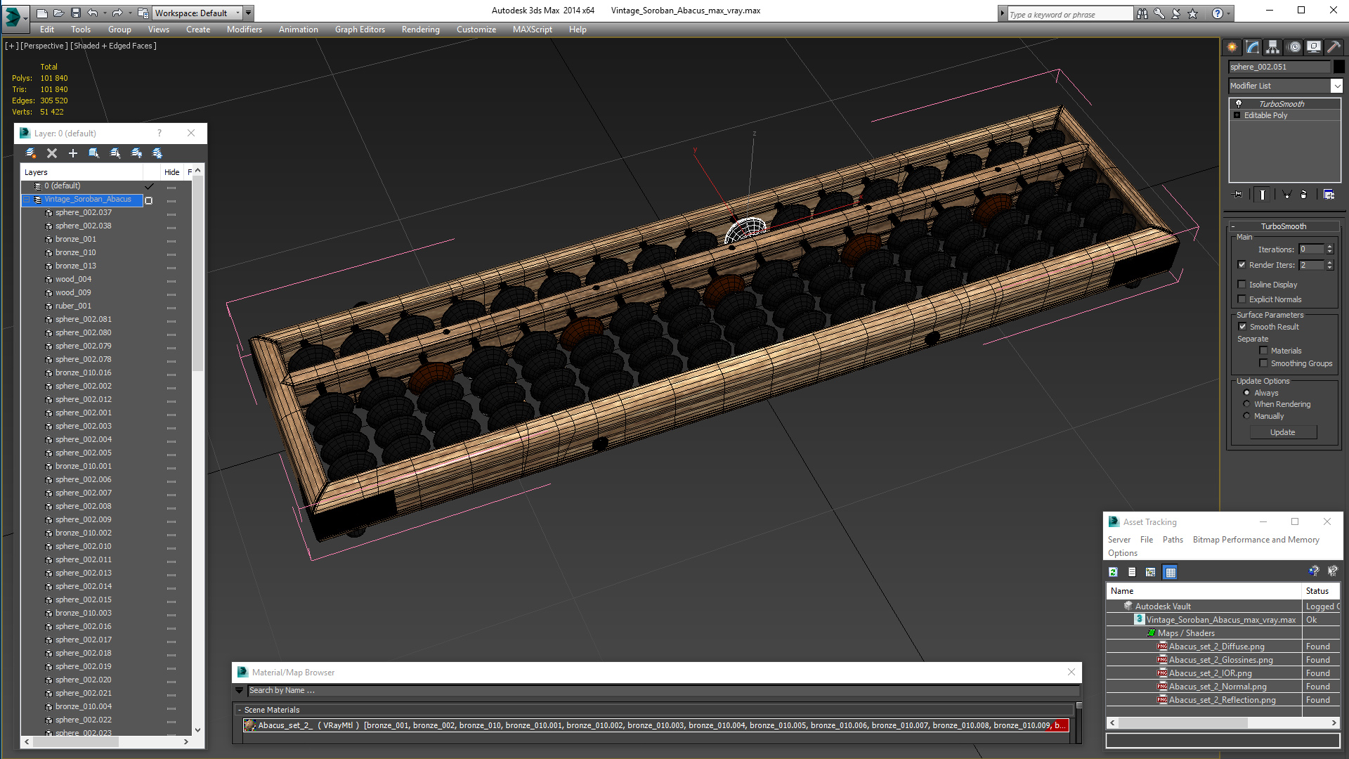 Vintage Soroban Abacus 3D
