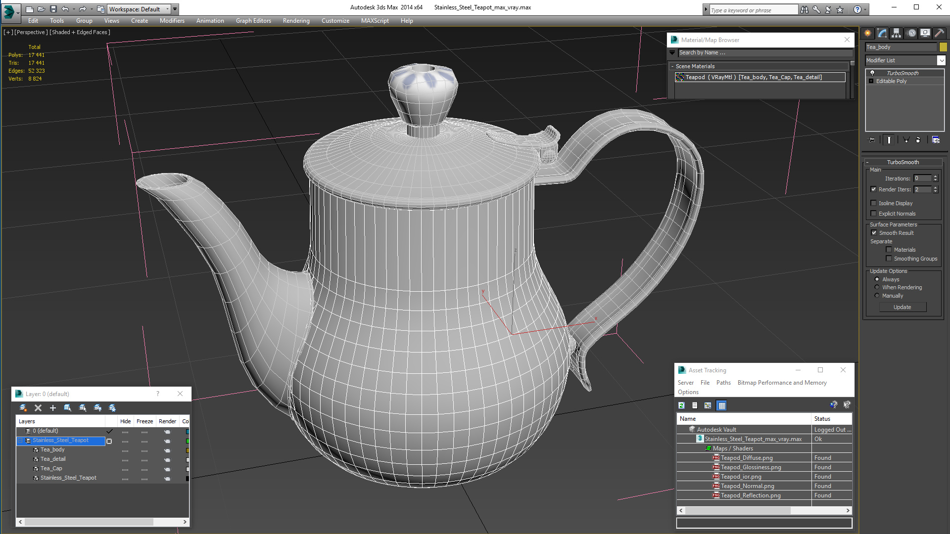 Stainless Steel Teapot 3D