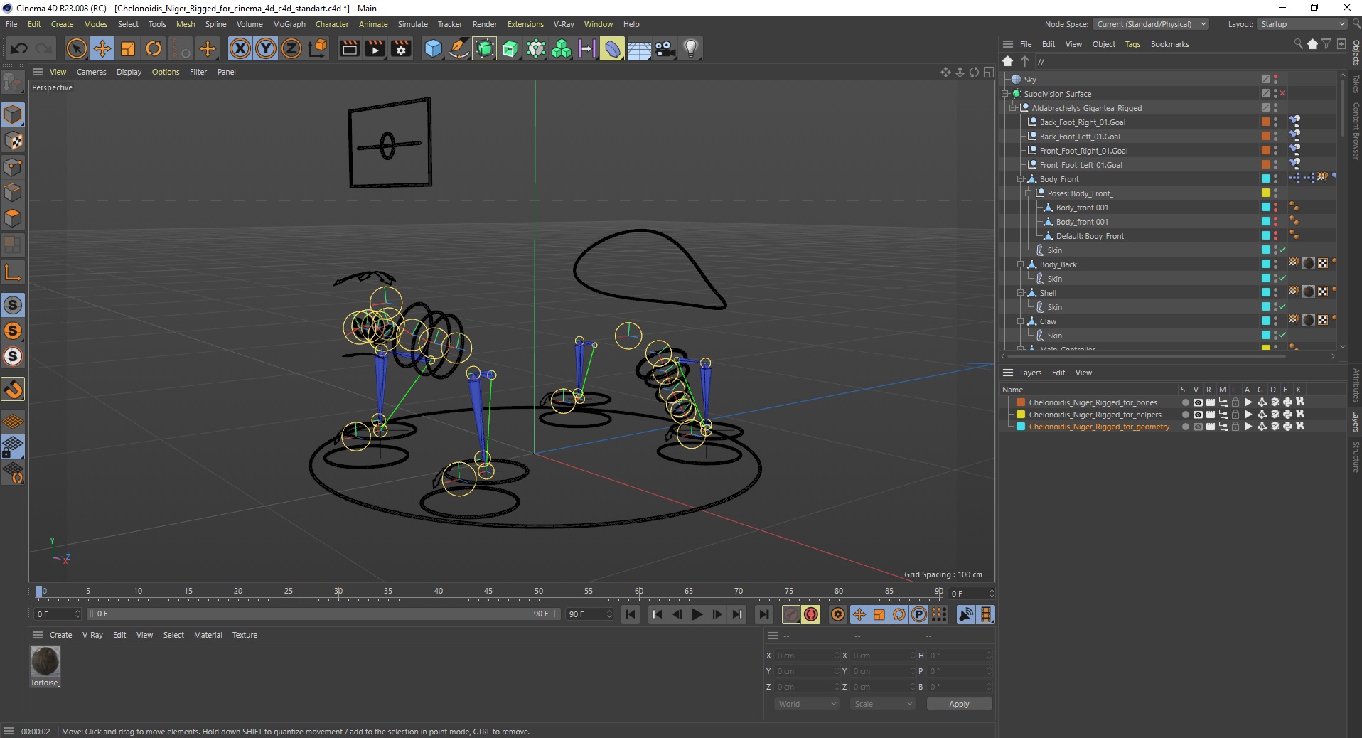 3D Chelonoidis Niger Rigged for Cinema 4D model