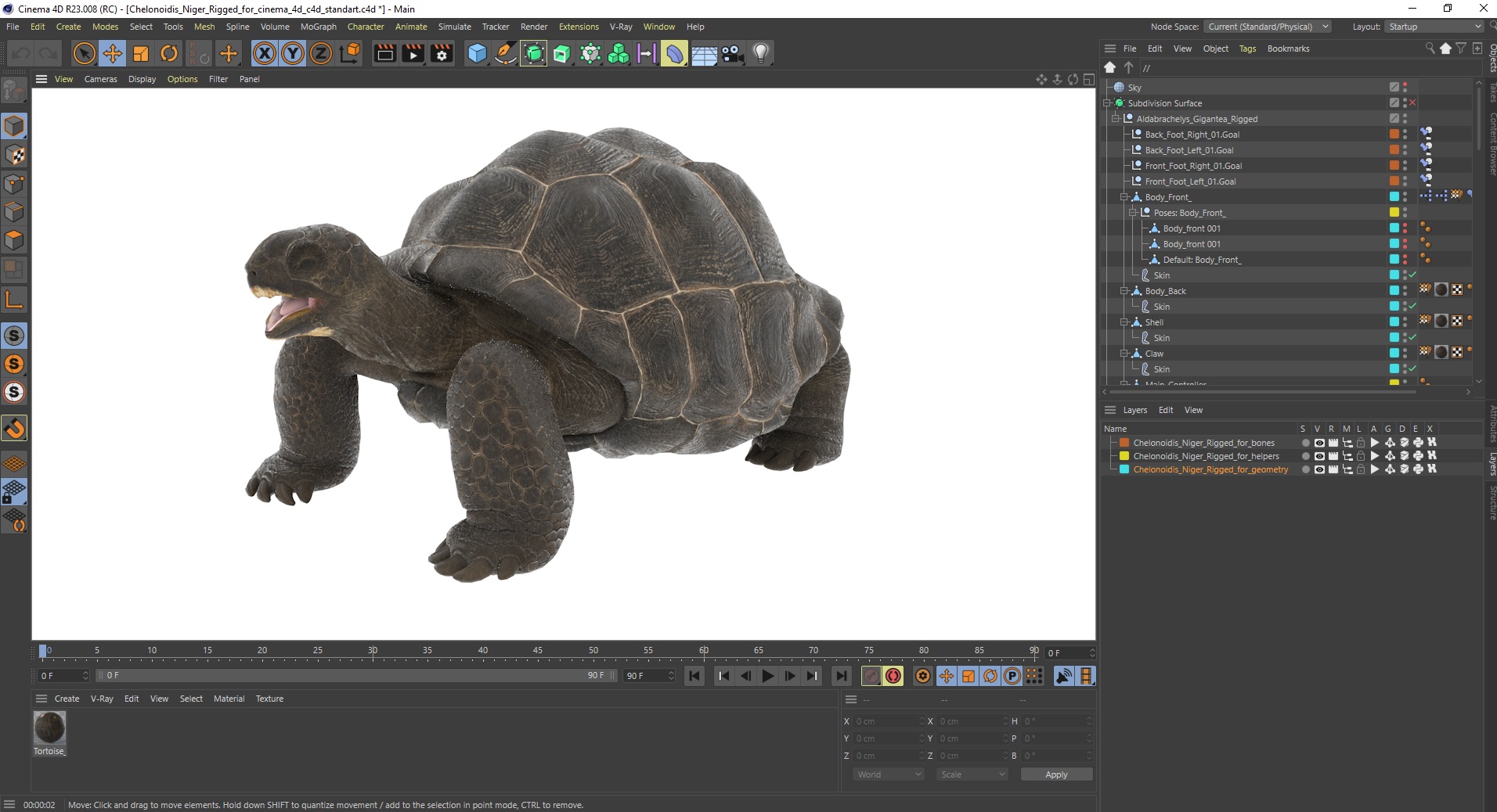 3D Chelonoidis Niger Rigged for Cinema 4D model