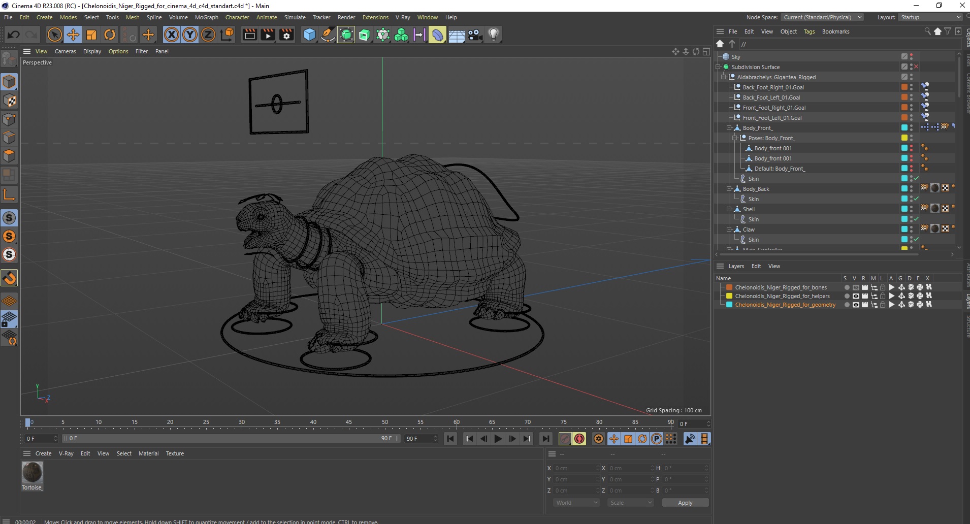 3D Chelonoidis Niger Rigged for Cinema 4D model