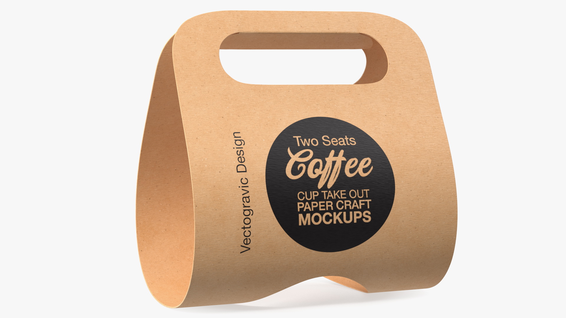 Mockup Kraft Paper Cup Holder One Cup 3D