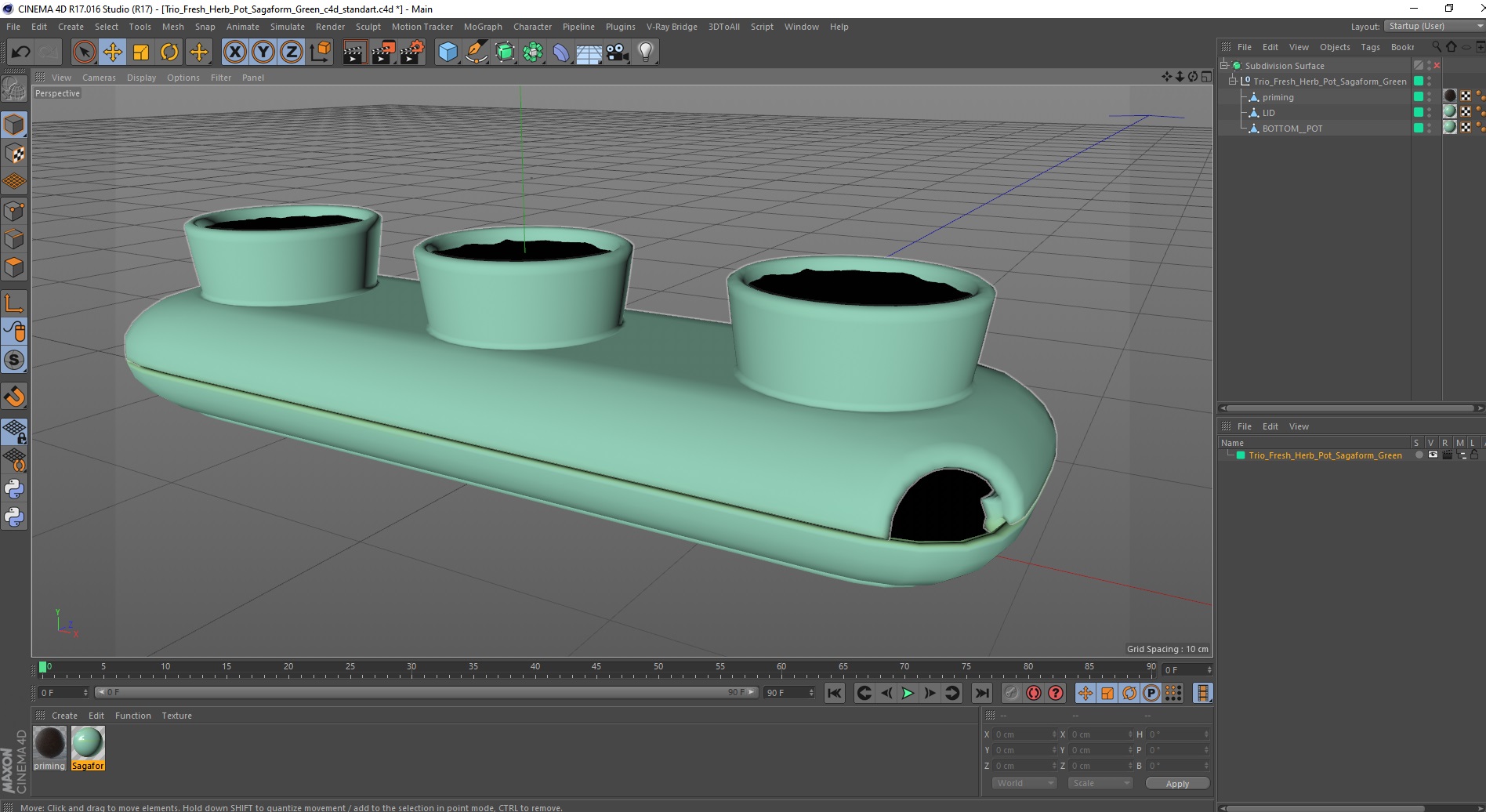 Trio Fresh Herb Pot Sagaform Green 3D model