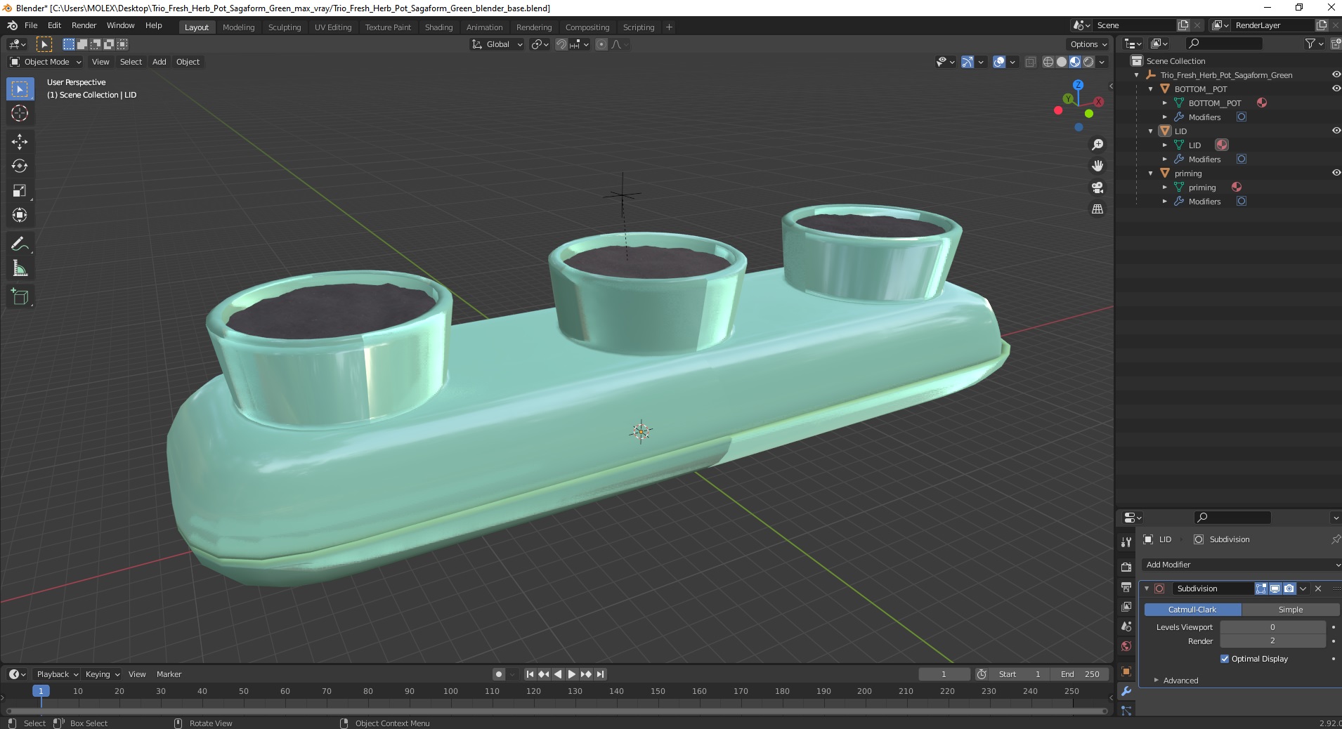 Trio Fresh Herb Pot Sagaform Green 3D model