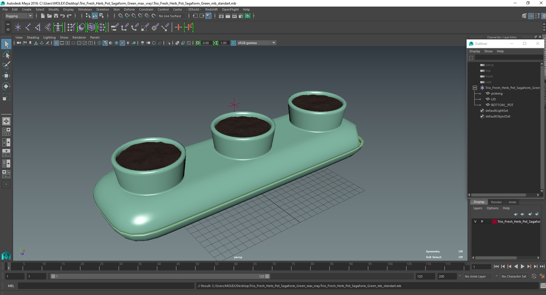 Trio Fresh Herb Pot Sagaform Green 3D model