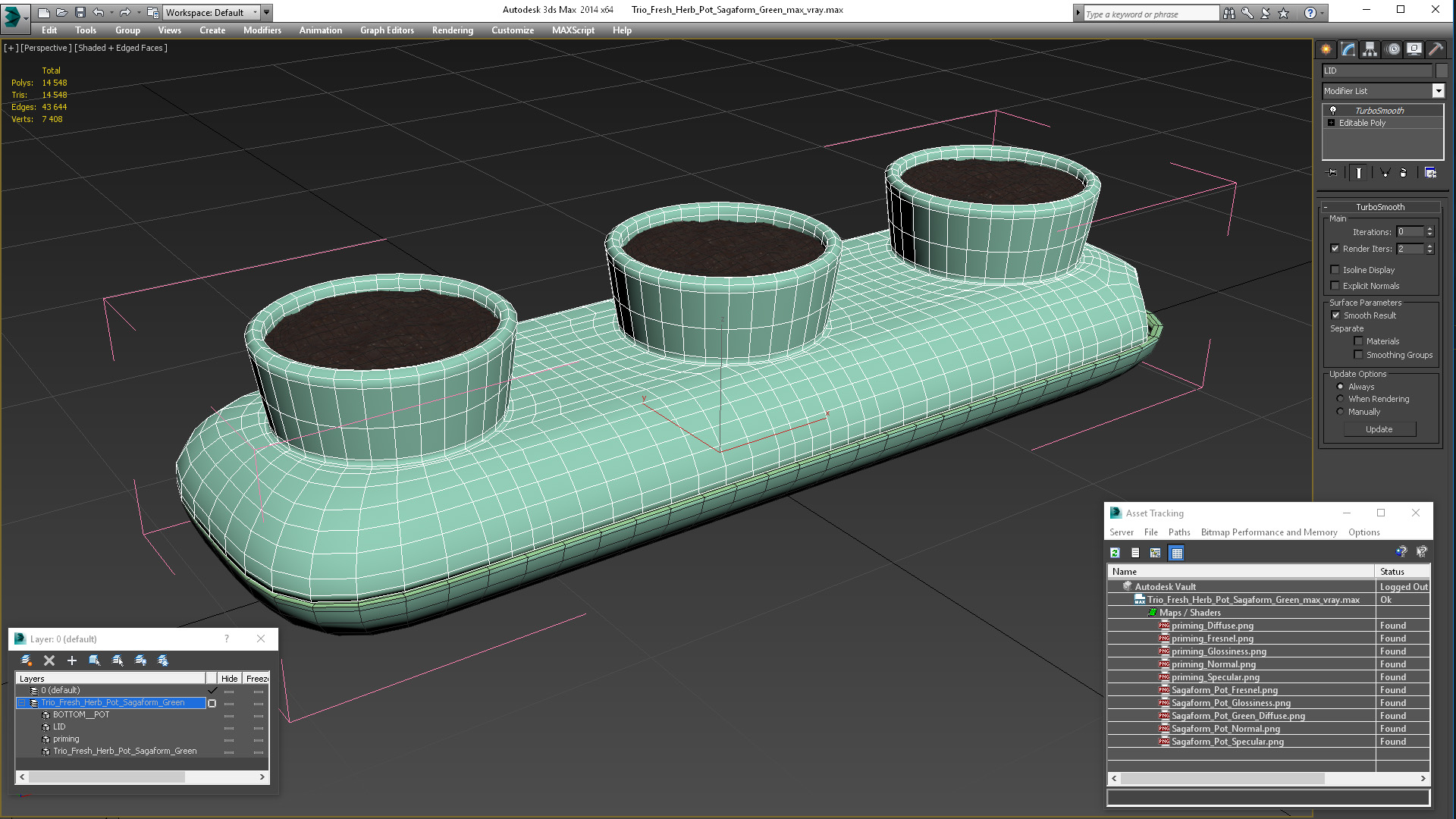 Trio Fresh Herb Pot Sagaform Green 3D model