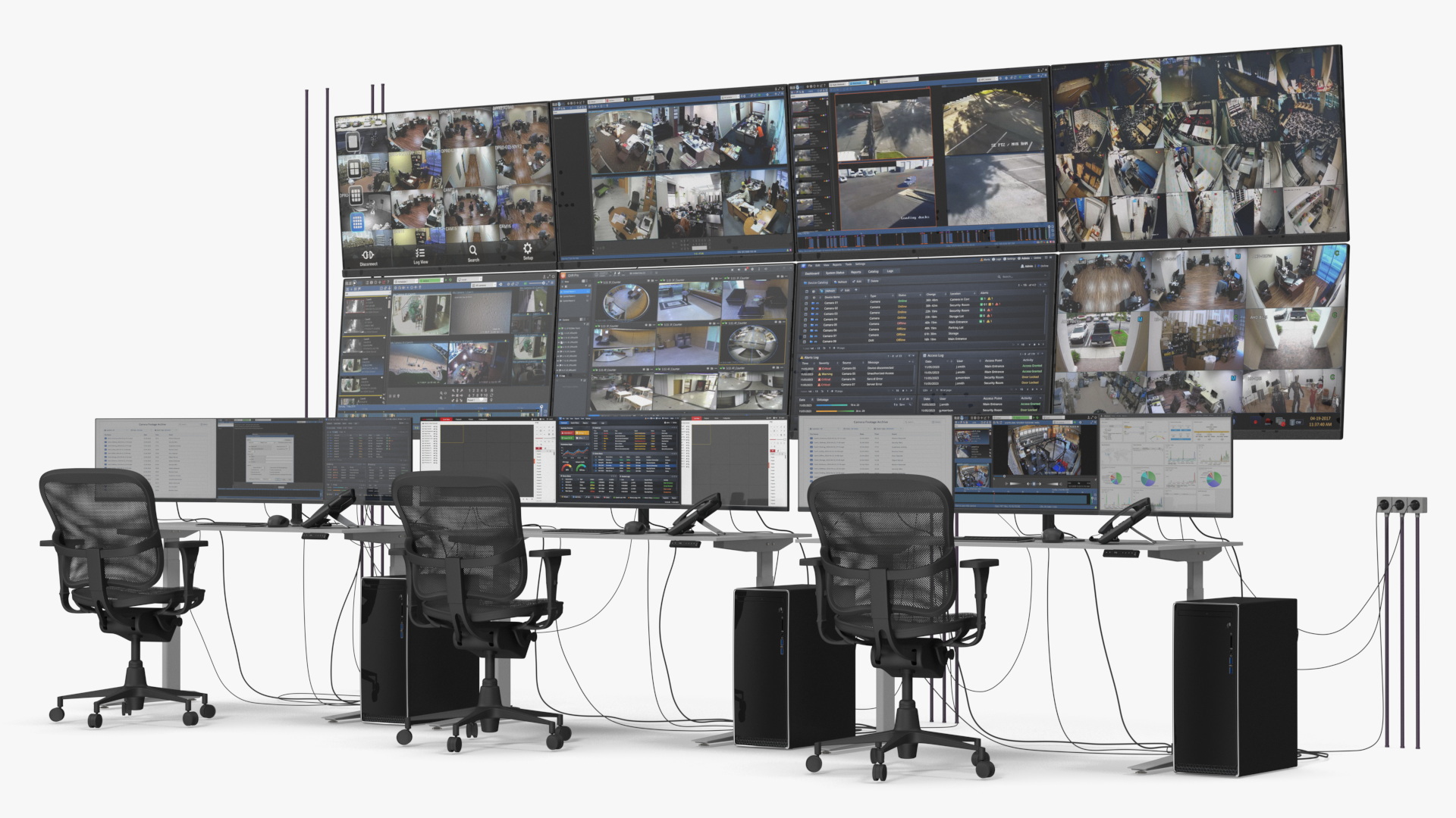 Security CCTV Workstations with Display Panels - view 2