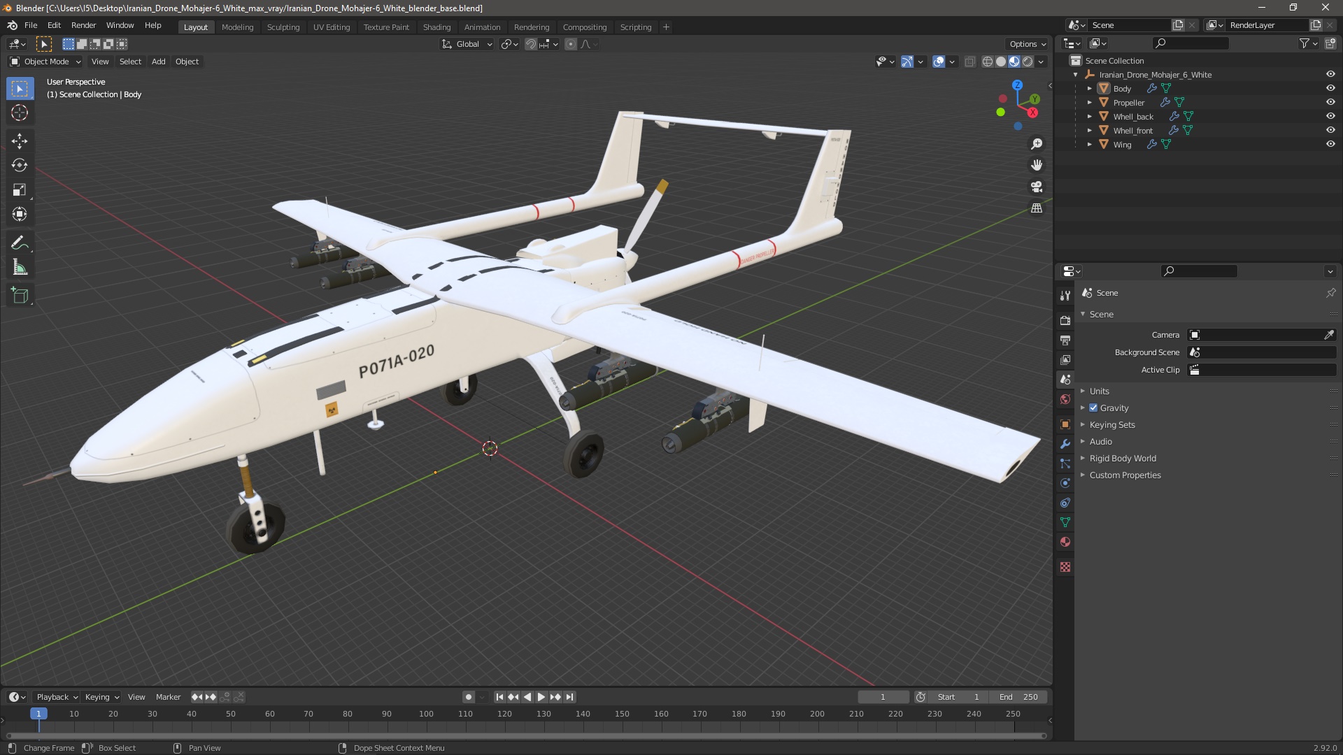 Iranian Drone Mohajer-6 White 3D model