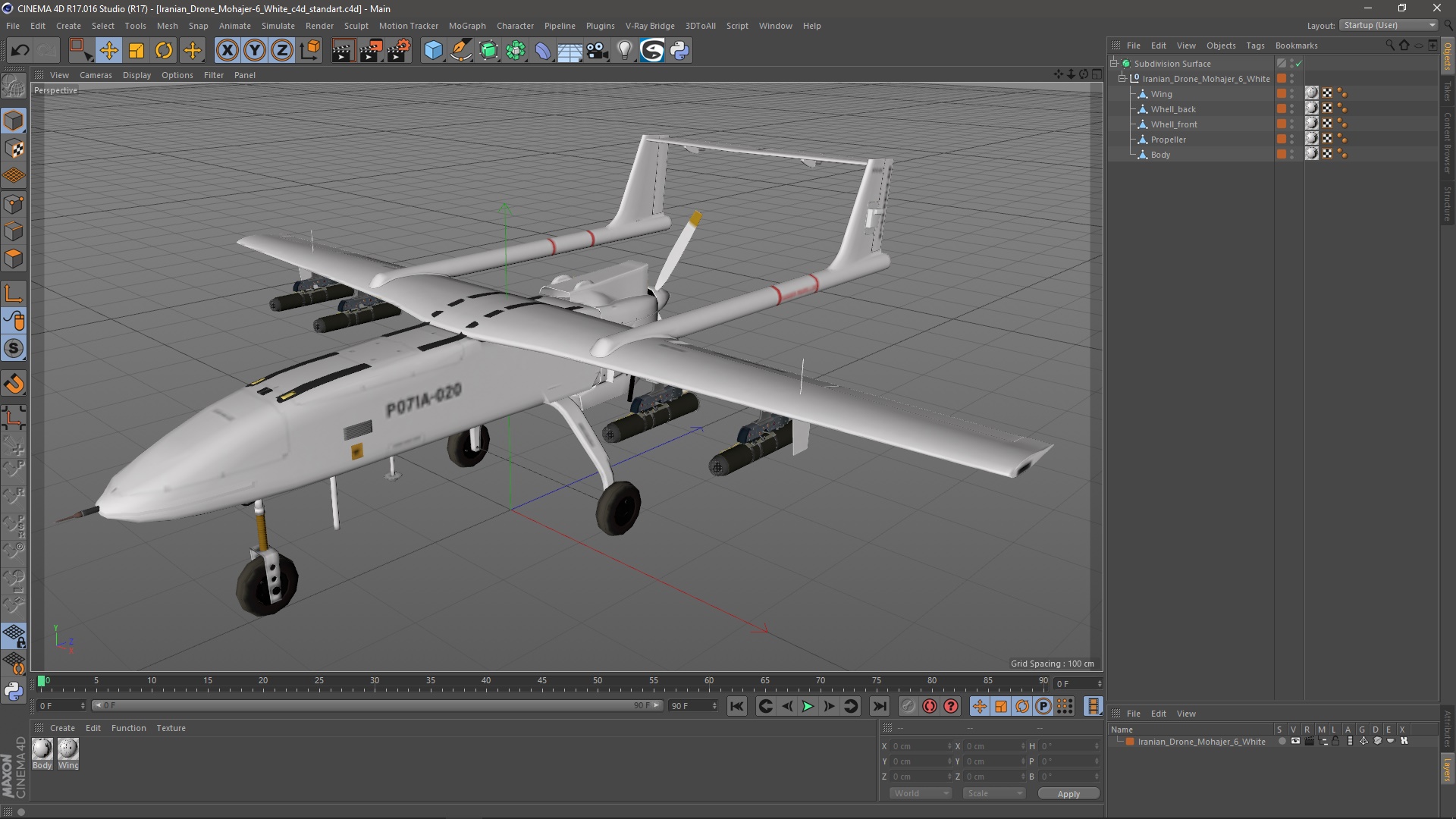 Iranian Drone Mohajer-6 White 3D model