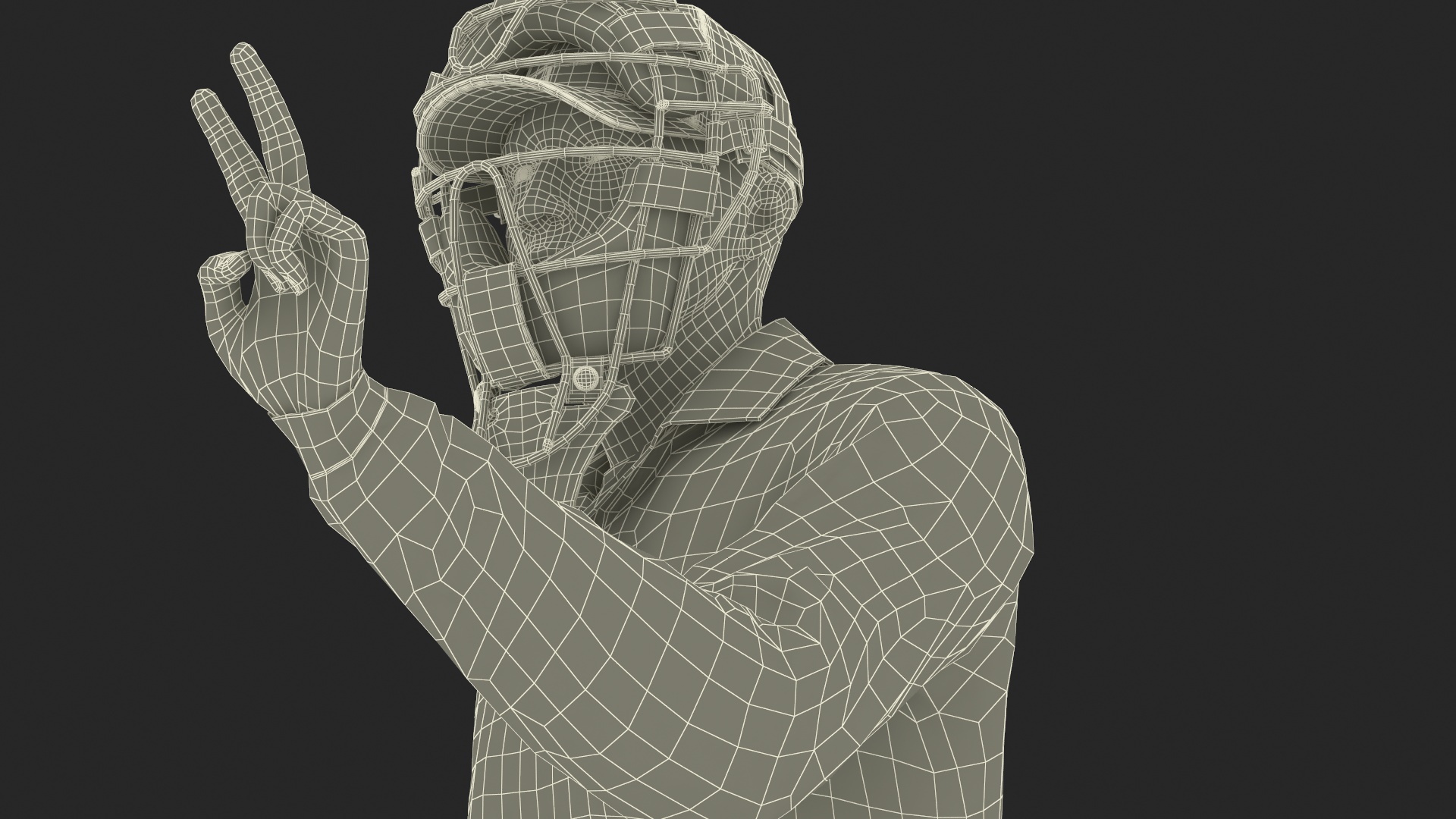 3D Baseball Umpire with Protective Mask Showing Points