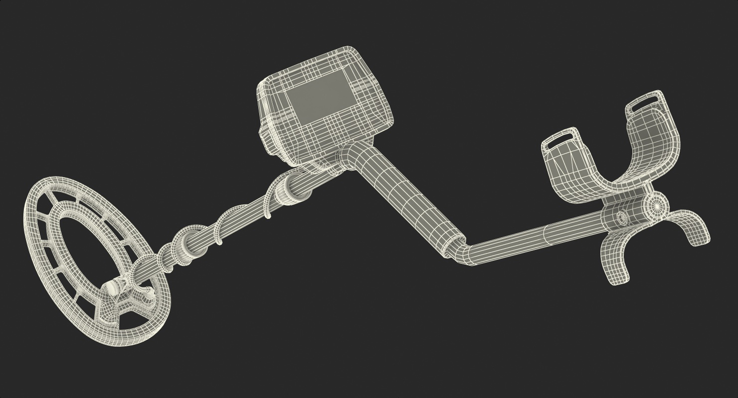 3D Man with Metal Detector Searching Pose model