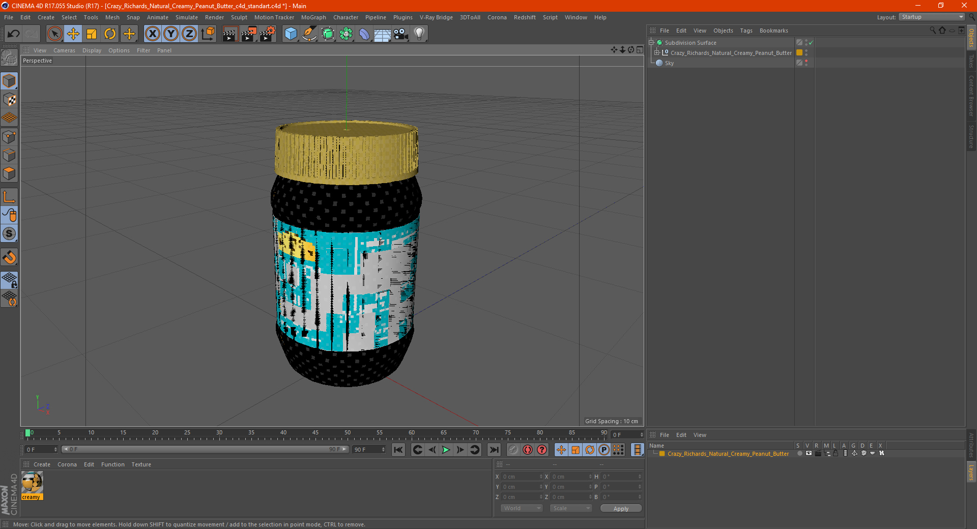 3D Crazy Richards Natural Creamy Peanut Butter model