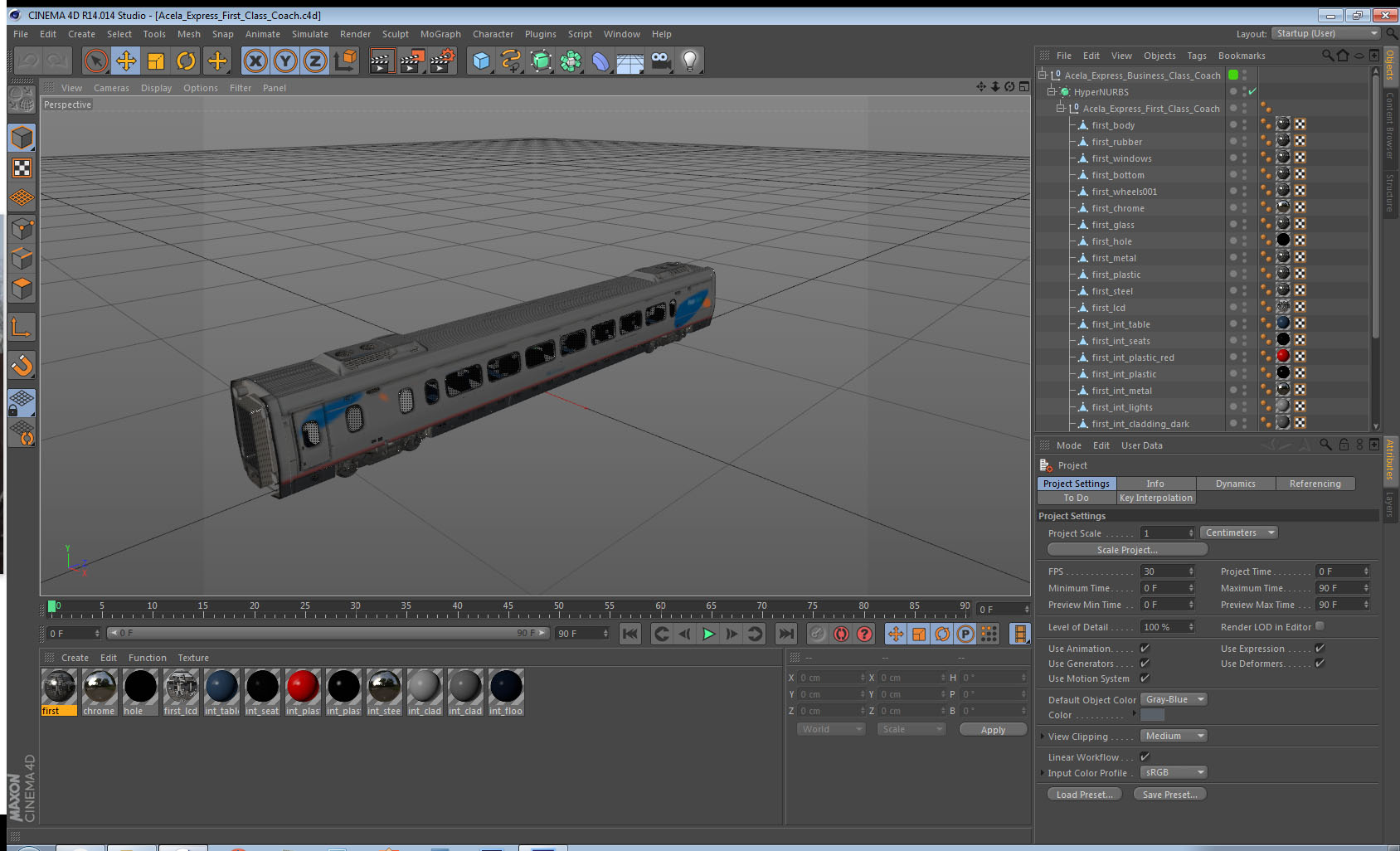 3D Acela Express First Class Coach