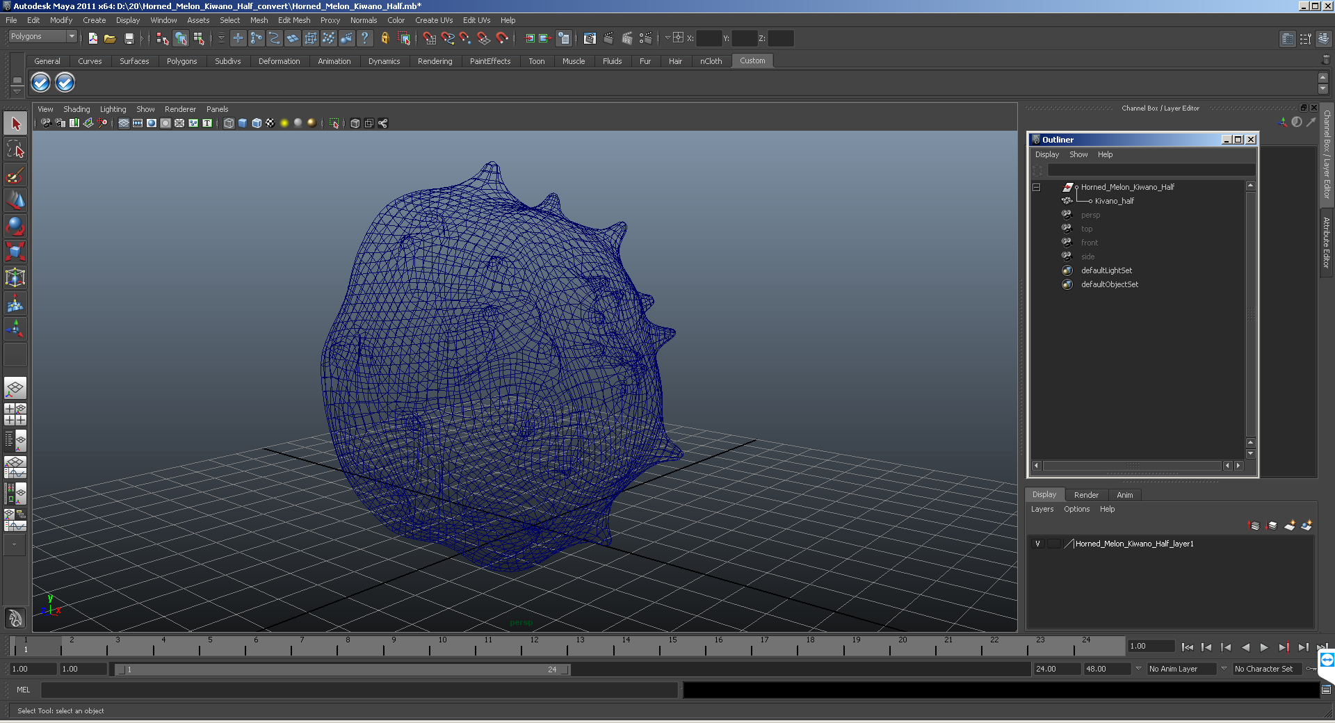 Horned Melon Kiwano Half 3D model