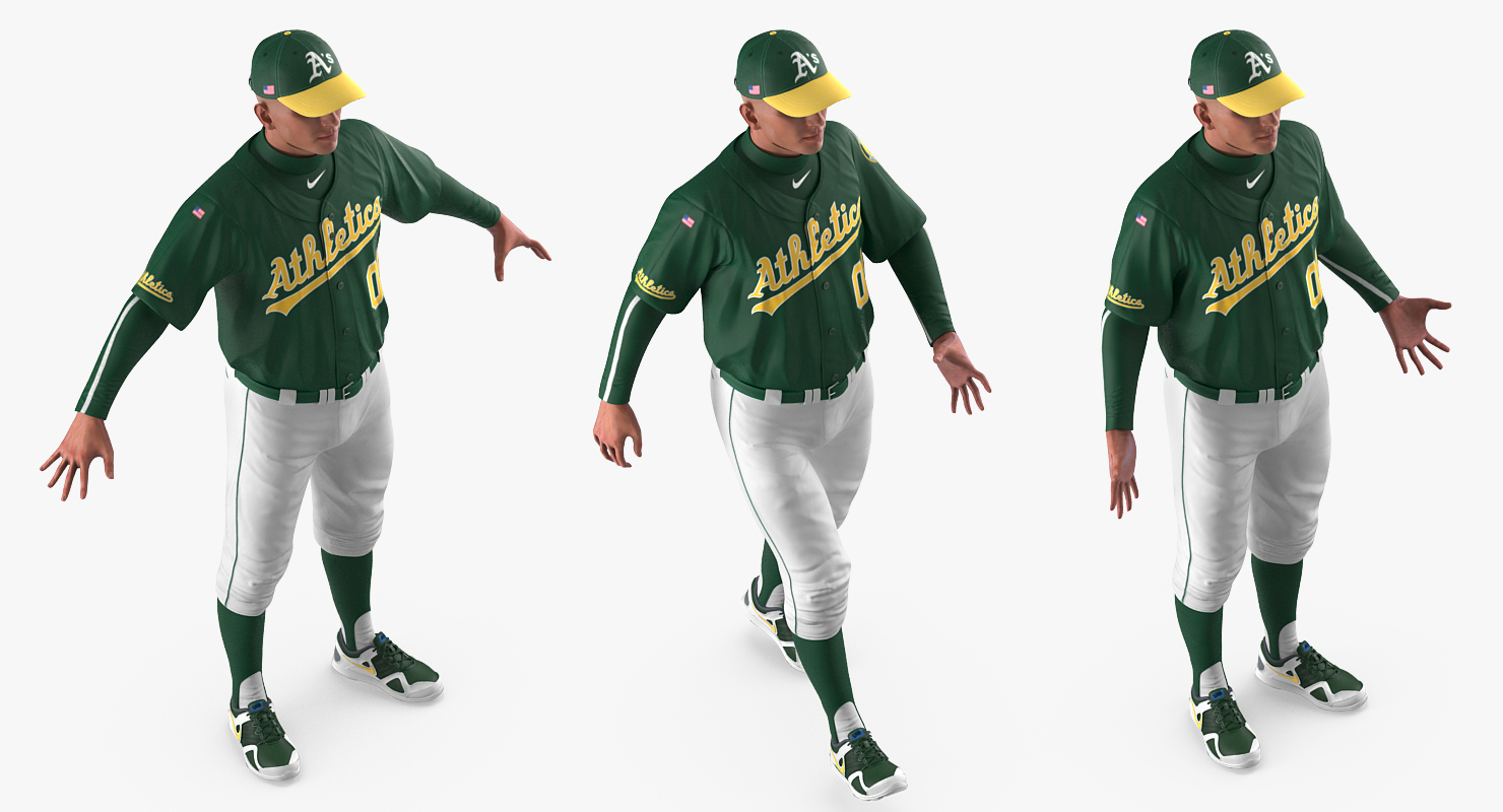 Baseball Player Rigged Athletics 2 3D model