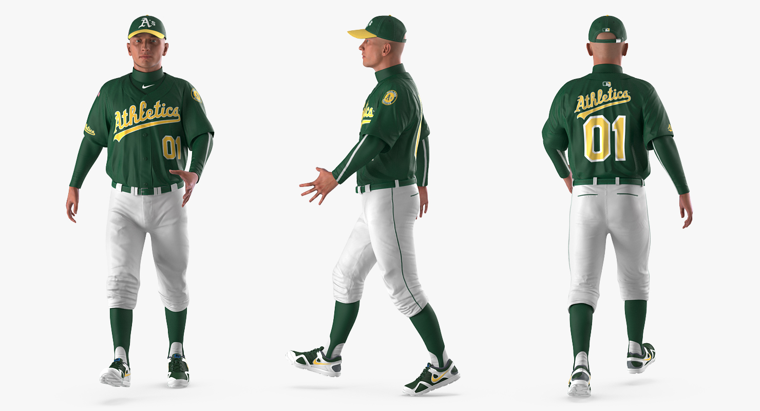 Baseball Player Rigged Athletics 2 3D model