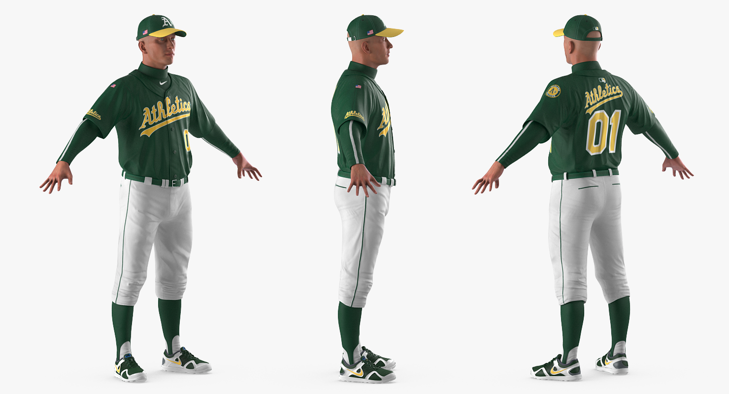 Baseball Player Rigged Athletics 2 3D model