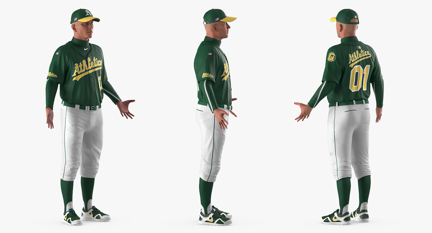 Baseball Player Rigged Athletics 2 3D model