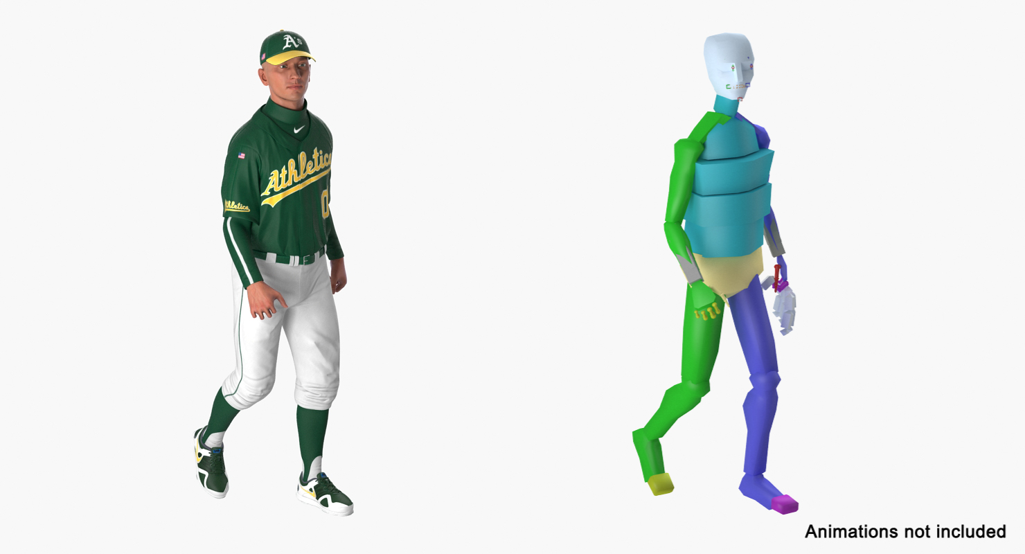 Baseball Player Rigged Athletics 2 3D model