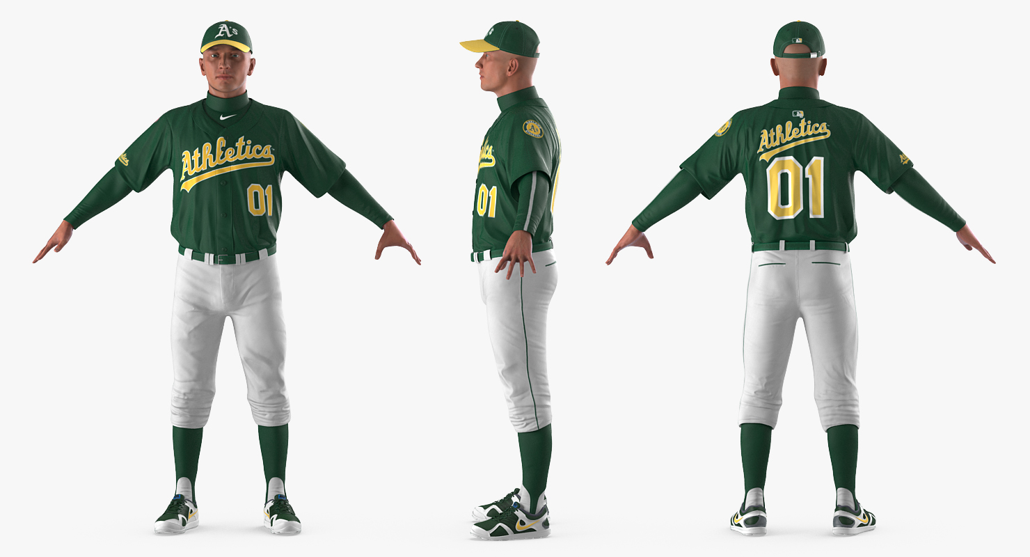 Baseball Player Rigged Athletics 2 3D model
