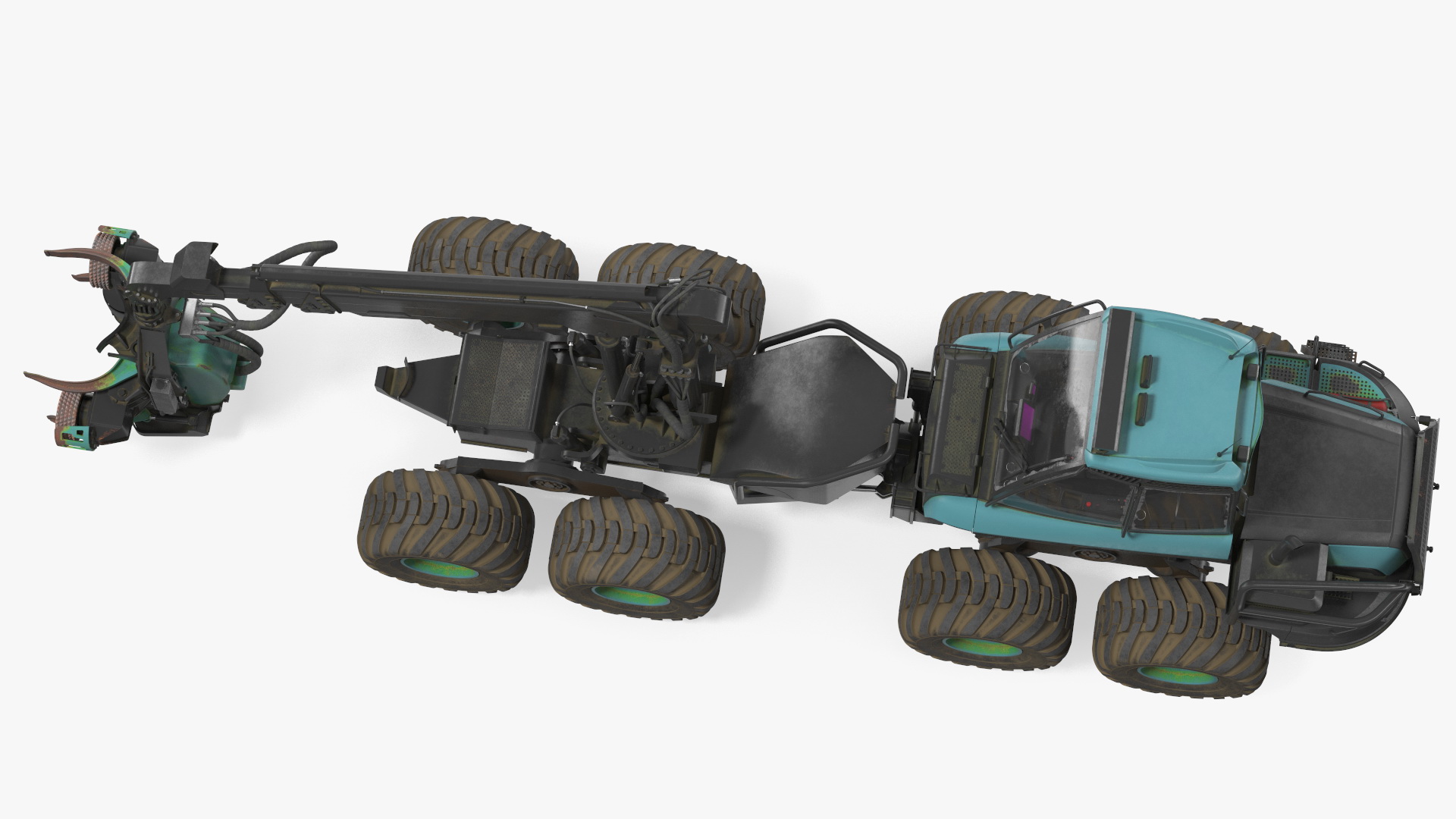 3D Forestry Harvester Dirty Rigged