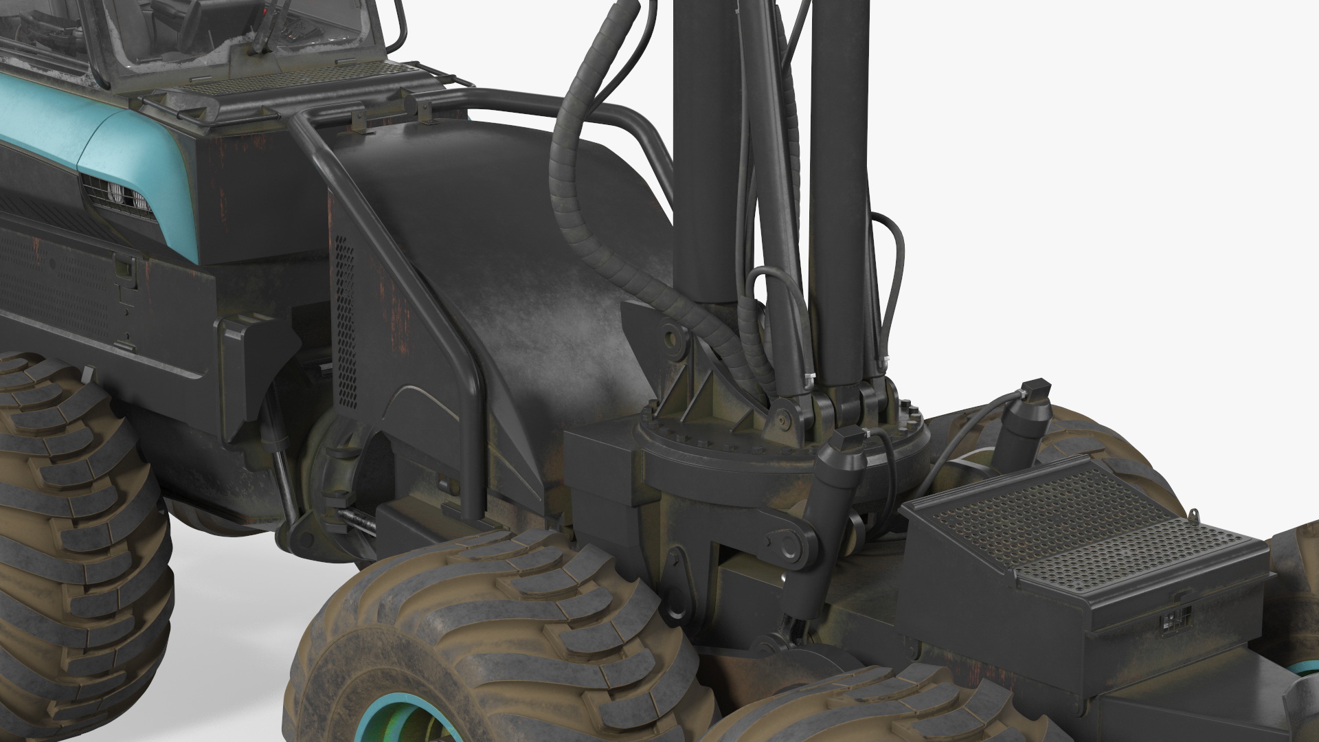 3D Forestry Harvester Dirty Rigged