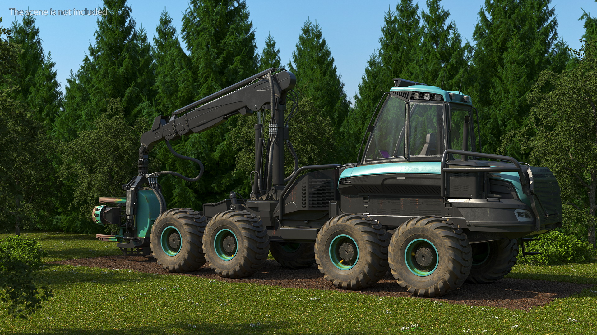 3D Forestry Harvester Dirty Rigged