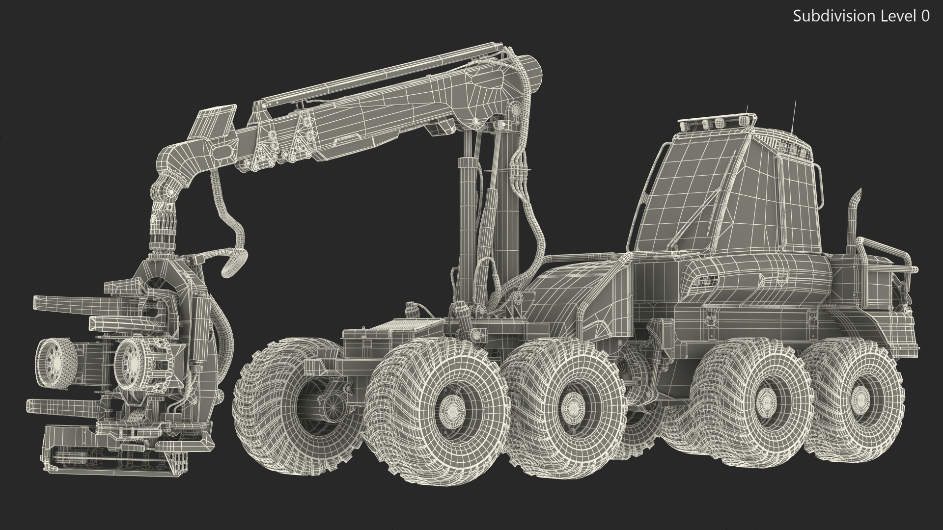 3D Forestry Harvester Dirty Rigged