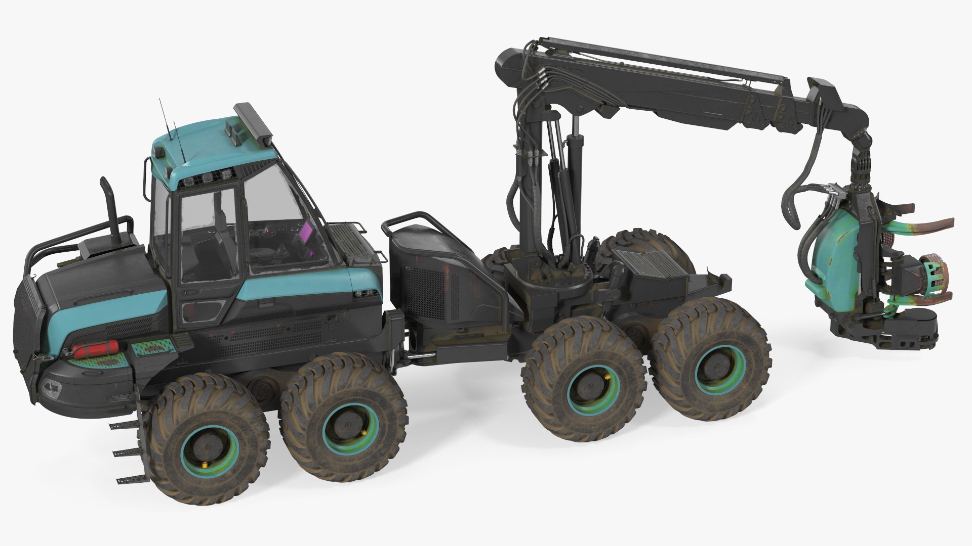 3D Forestry Harvester Dirty Rigged