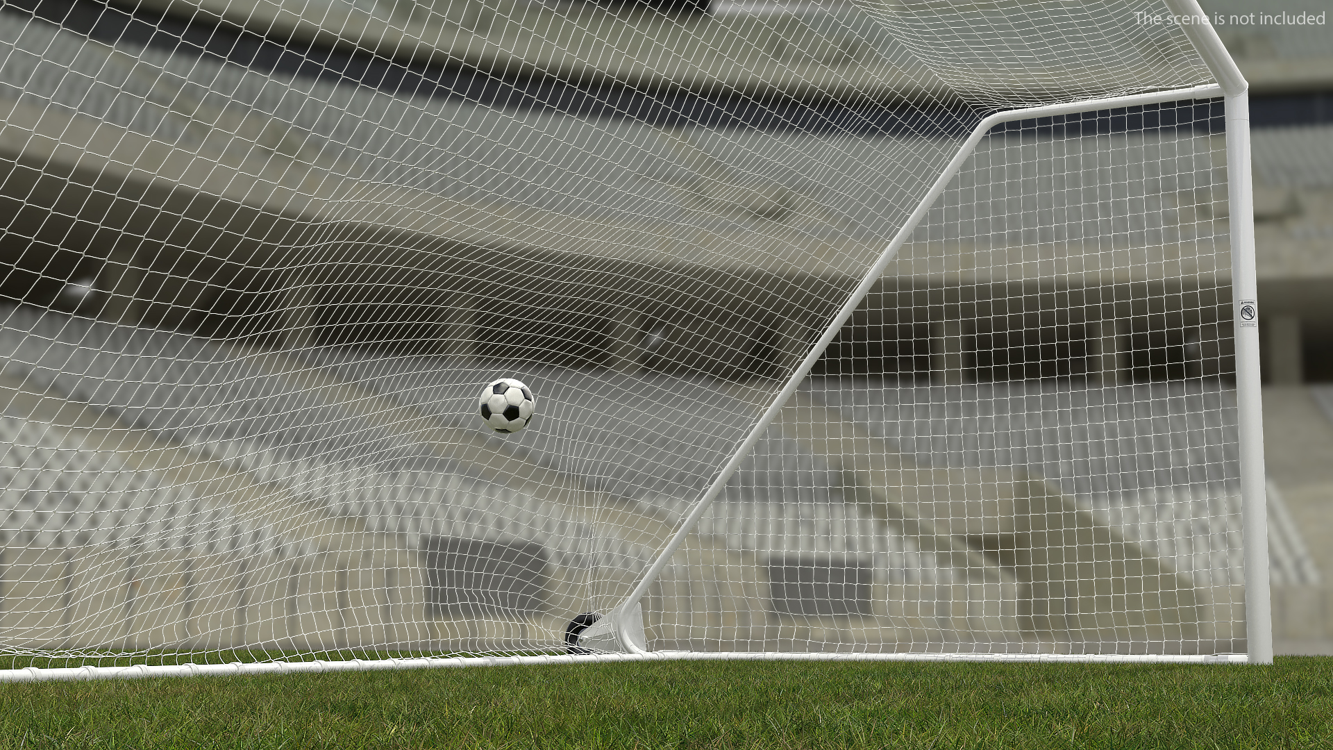 3D Animated Soccer Ball Flies into Corner of the Goal Slowmotion